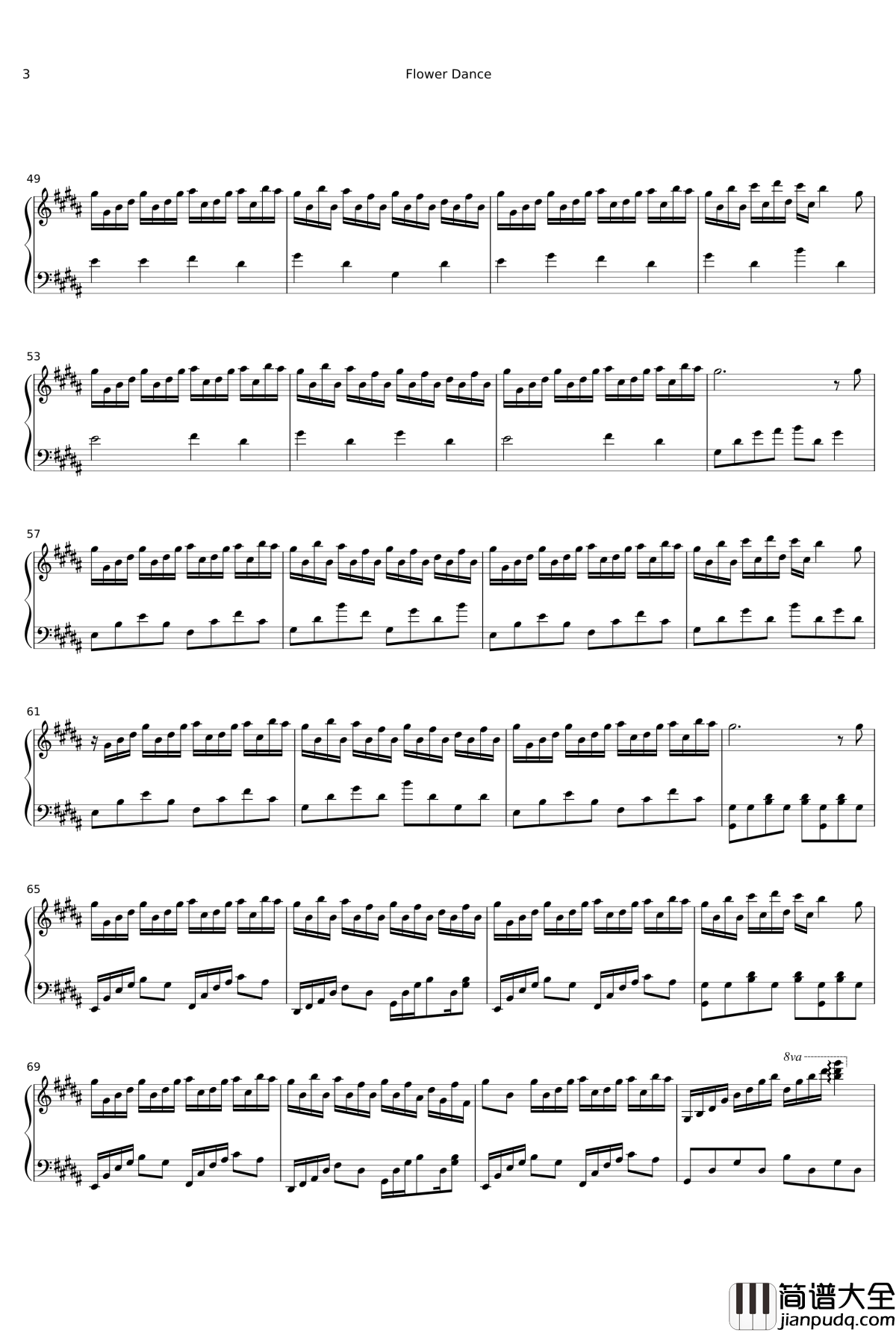 Flower_Dance钢琴谱_DJ_Okawari