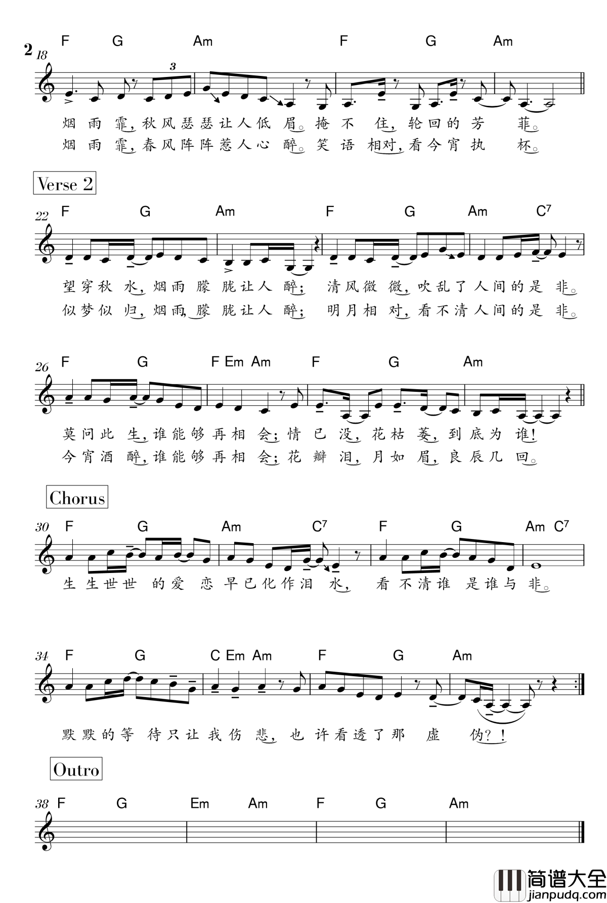 烟雨霏钢琴谱_冰咖啡_冰粉(甲)