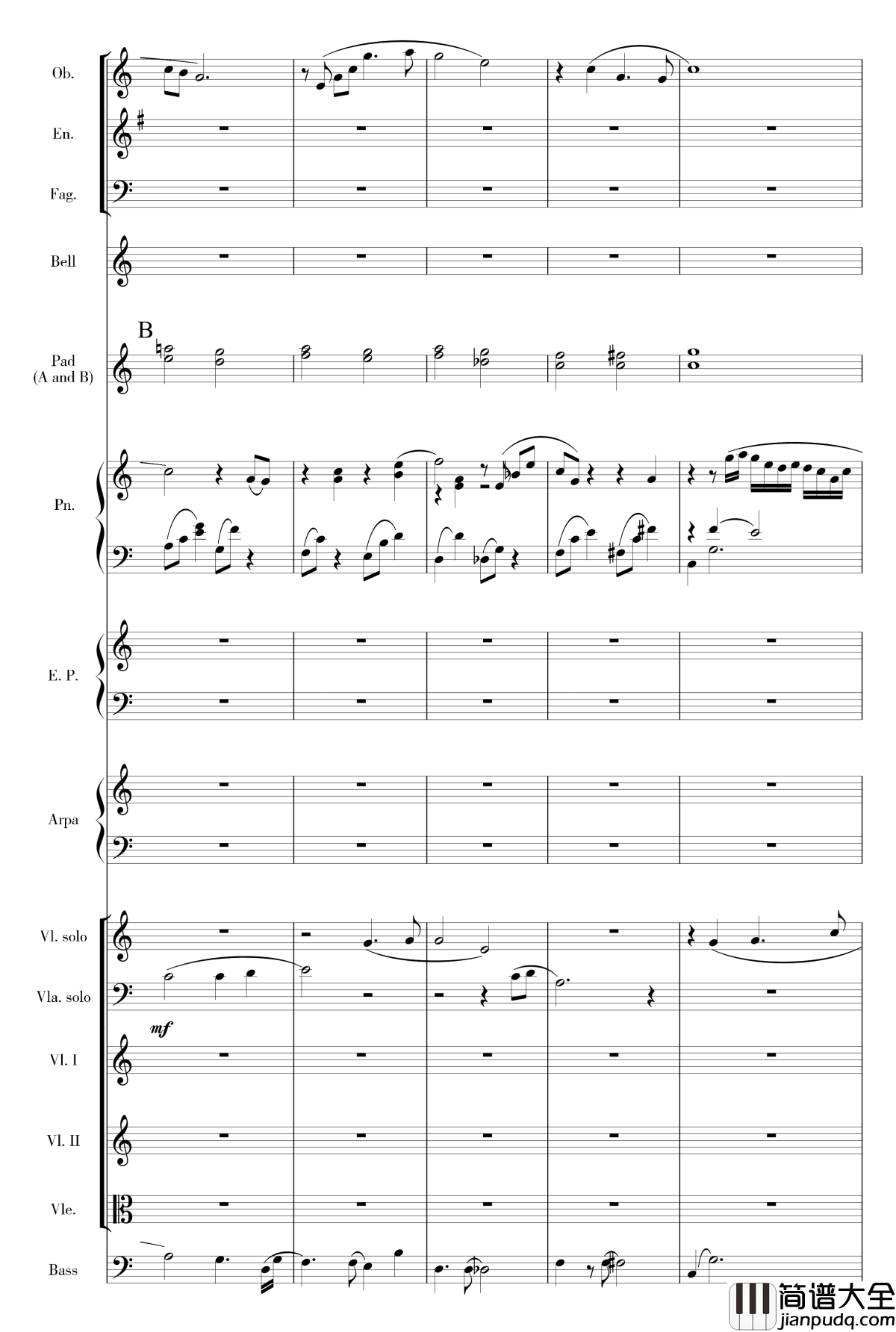 古风幻想管弦夜曲四首钢琴谱_o冰咖啡o