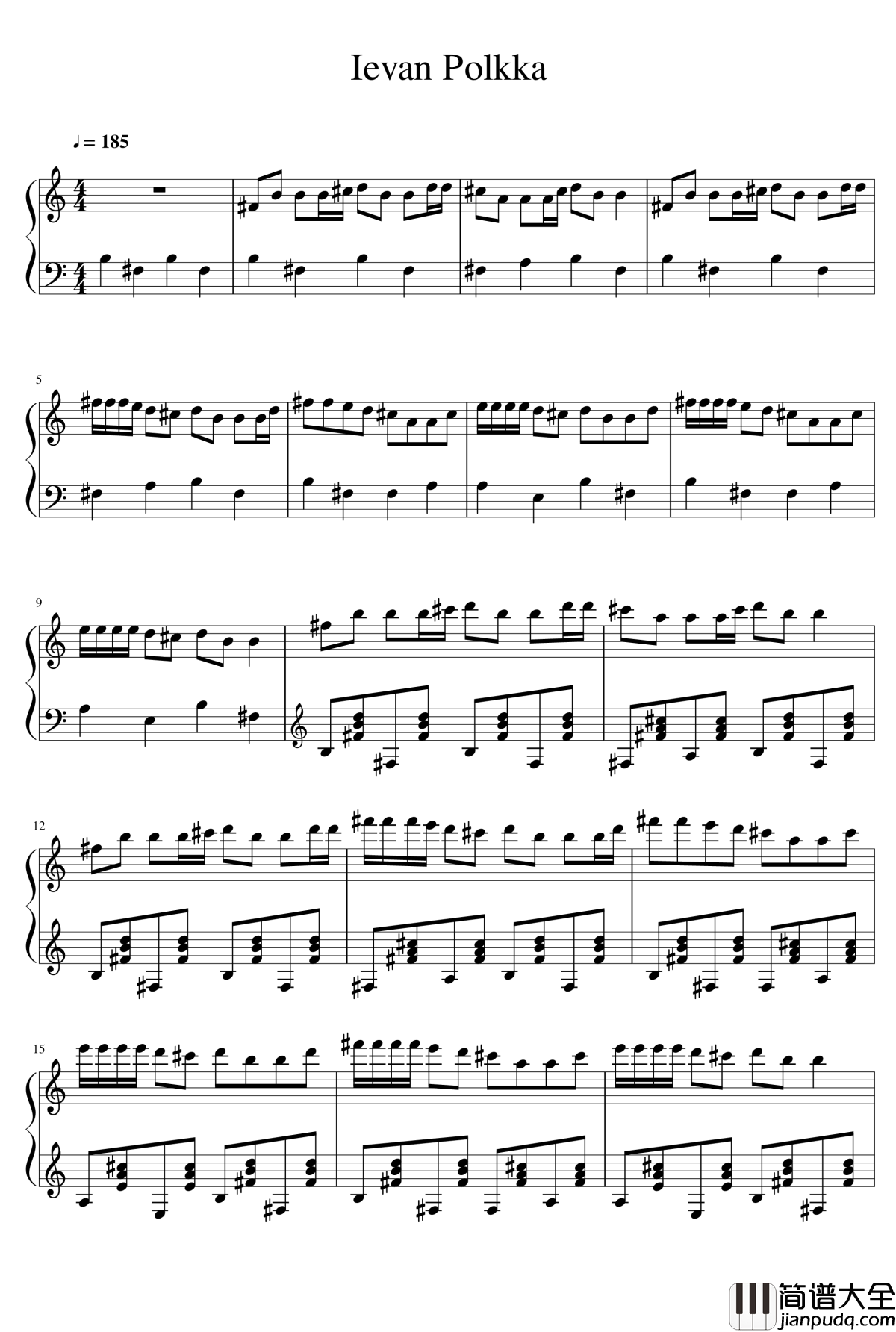 伊娃的波尔卡钢琴谱_甩葱歌钢琴块2
