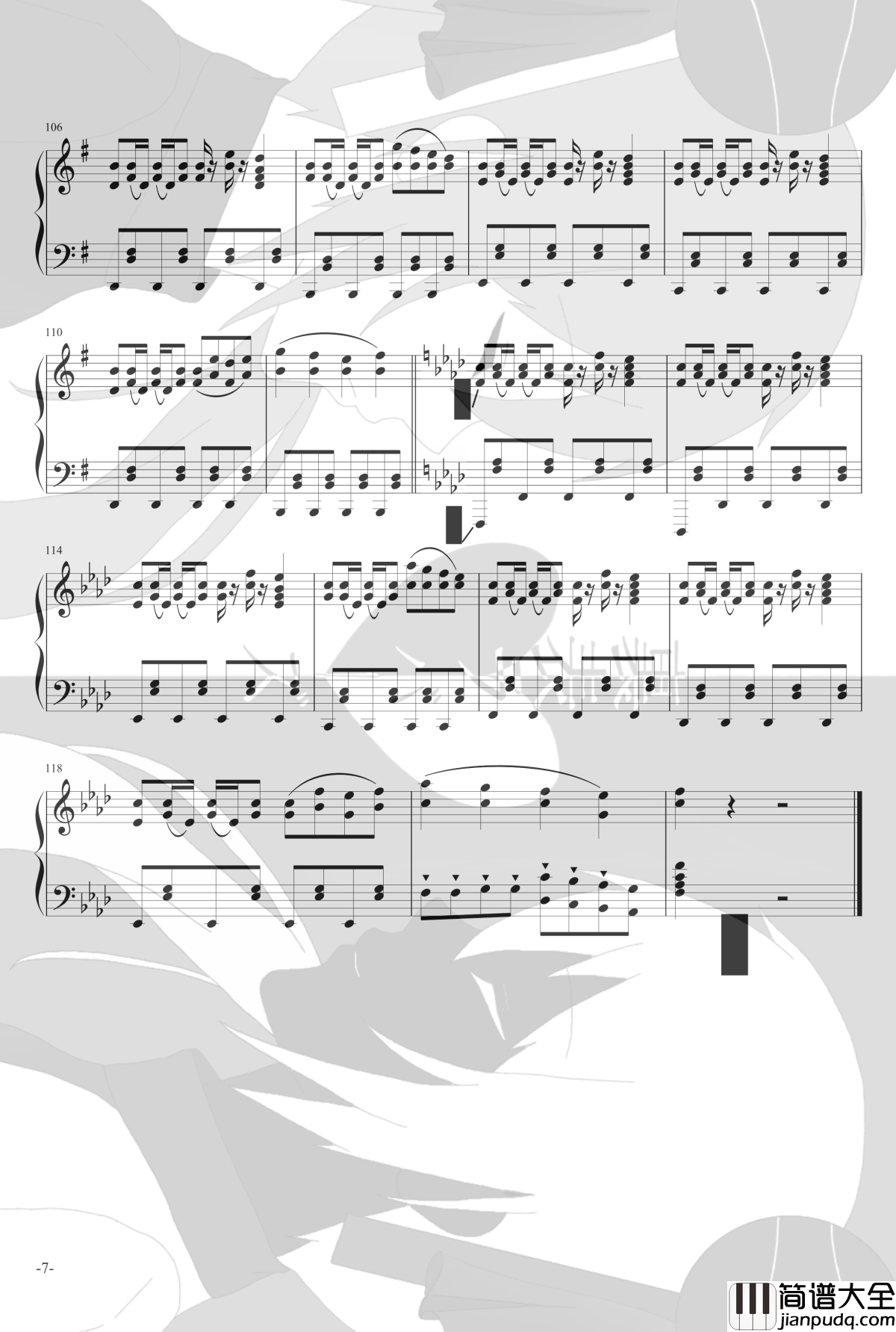 里表情人钢琴谱_初音未来