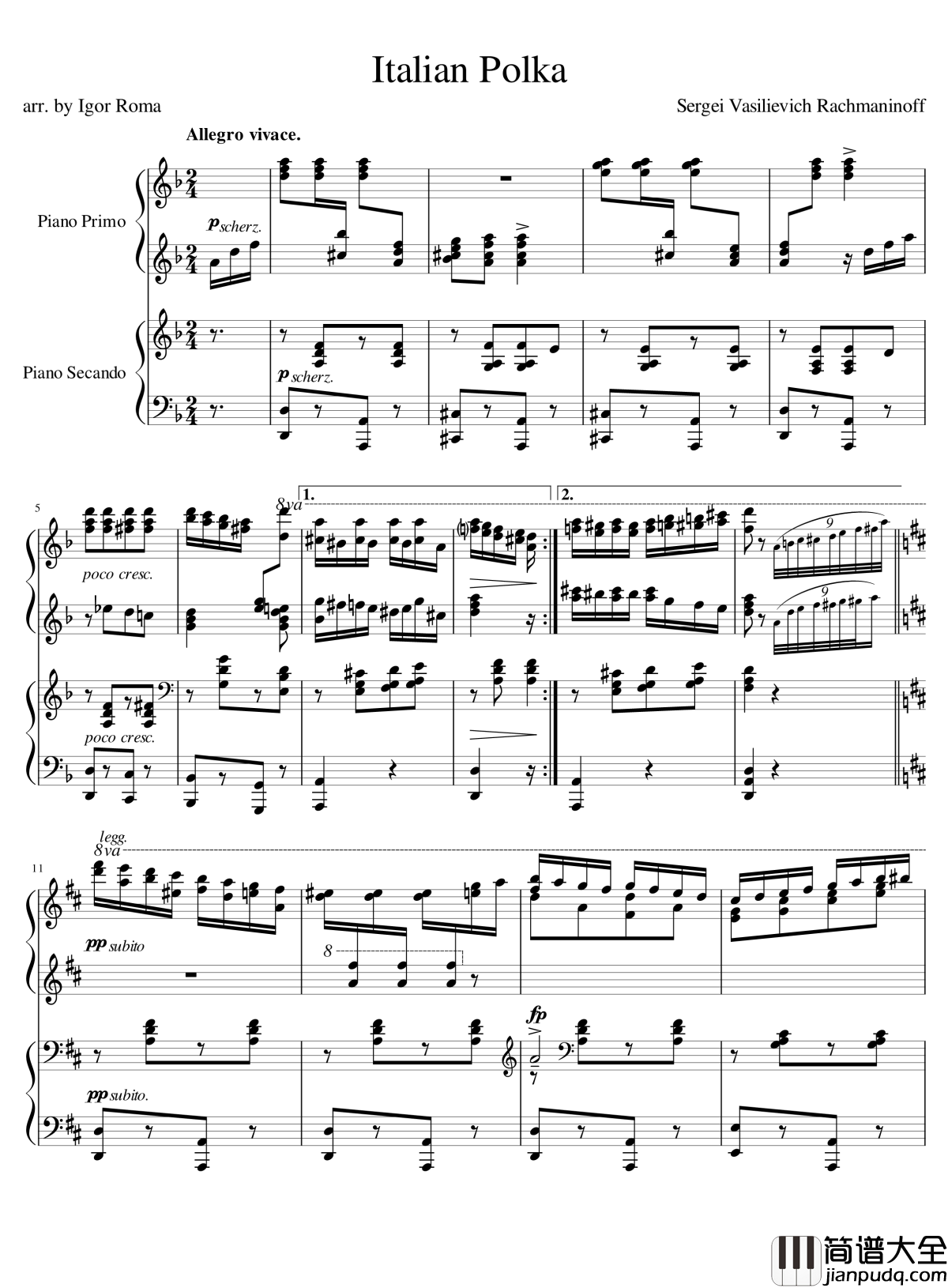 Italian_Polka钢琴谱_意大利波尔卡_拉赫马尼若夫