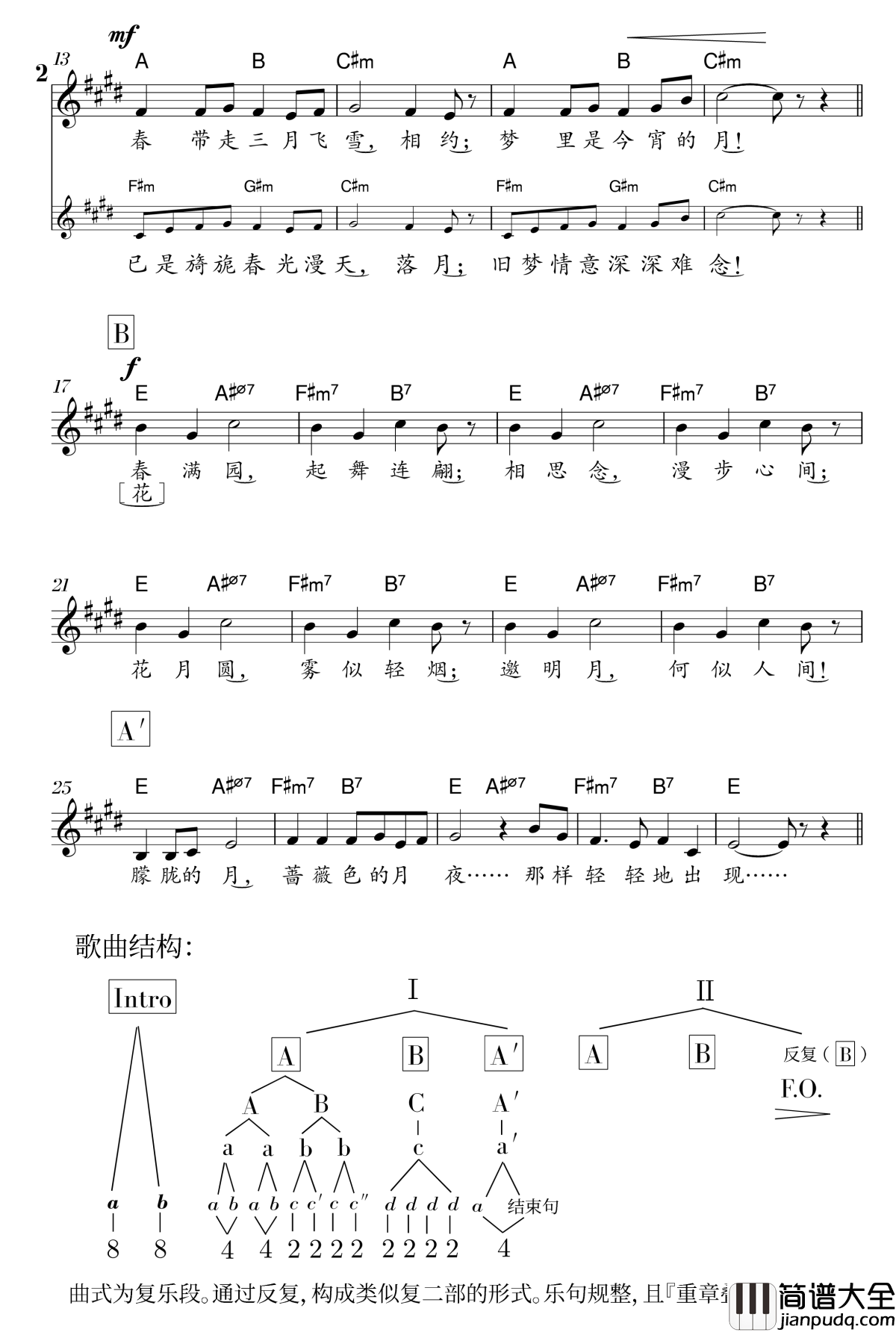 蔷薇色的月夜钢琴谱_冰咖啡_冰粉(甲)