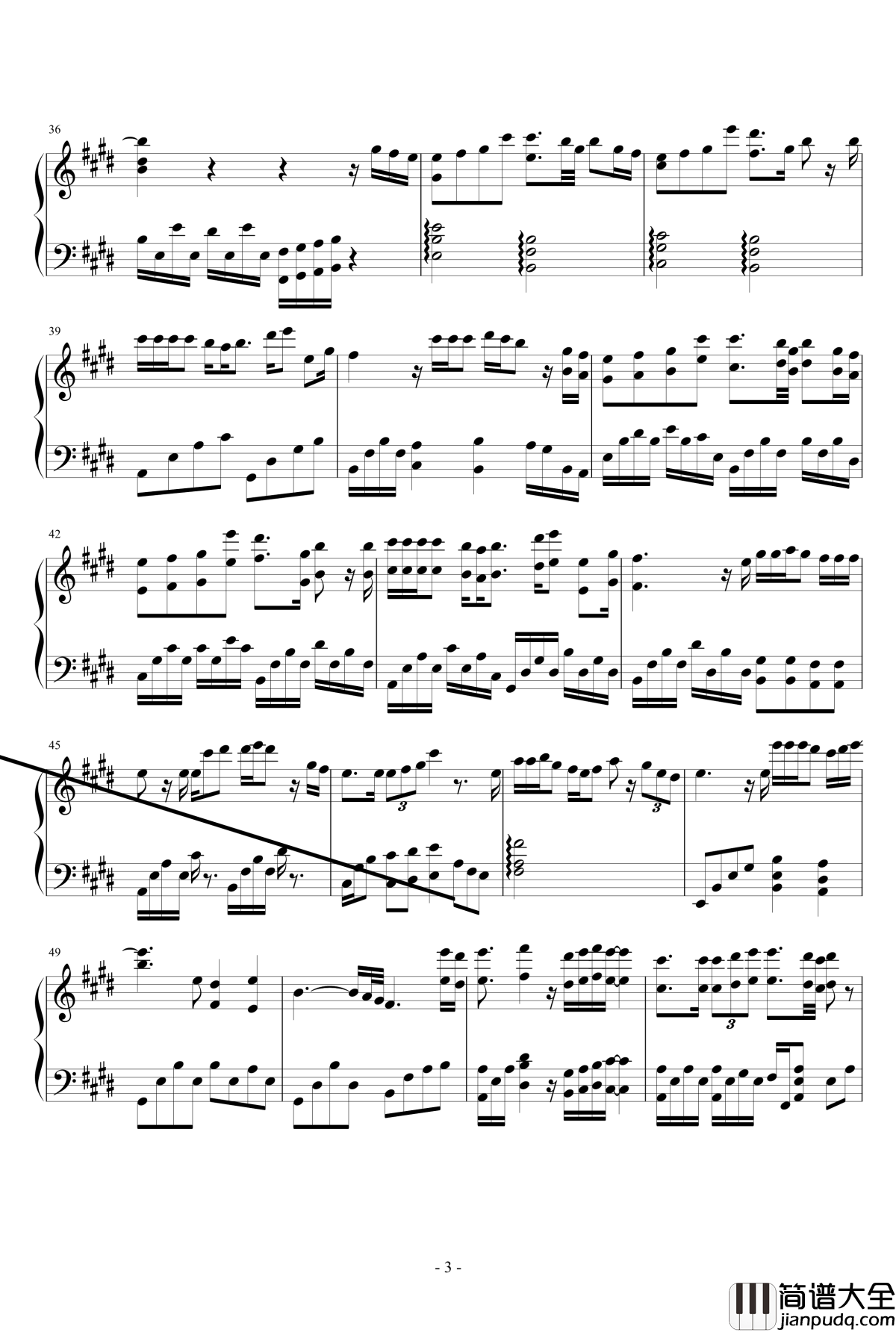 花火钢琴谱_小野大辅