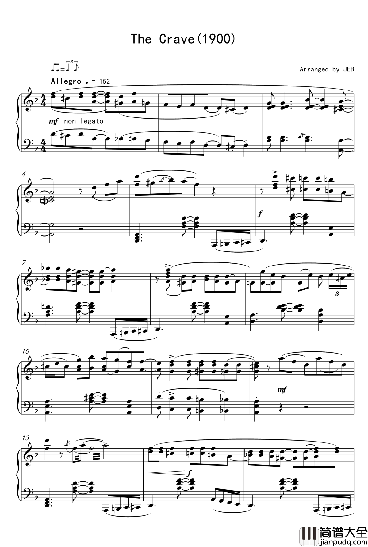 The_Crave_1900版钢琴谱_原版_海上钢琴师