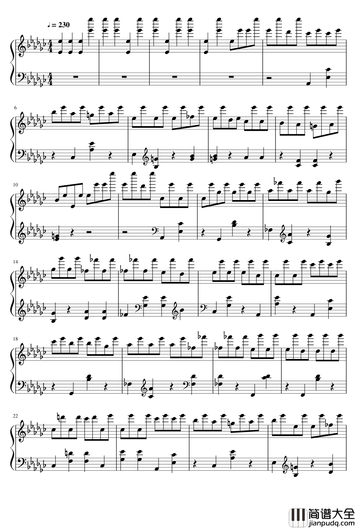 星星钟钢琴谱_钢琴块2