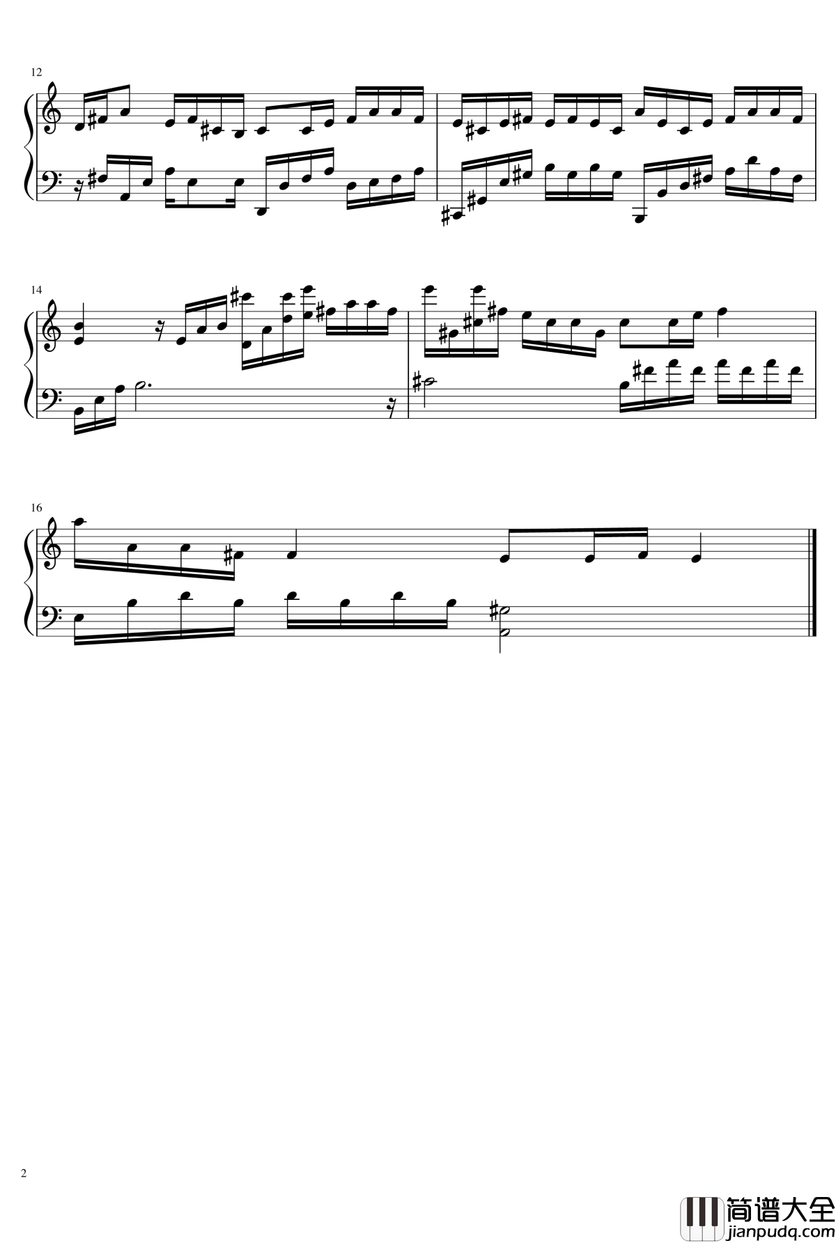 茉莉花钢琴谱_钢琴块2_改编版