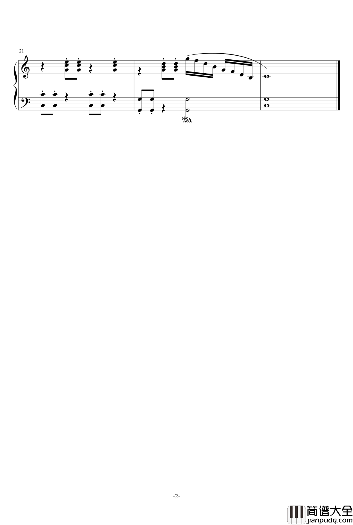 数鸭子正谱钢琴谱_儿童歌曲