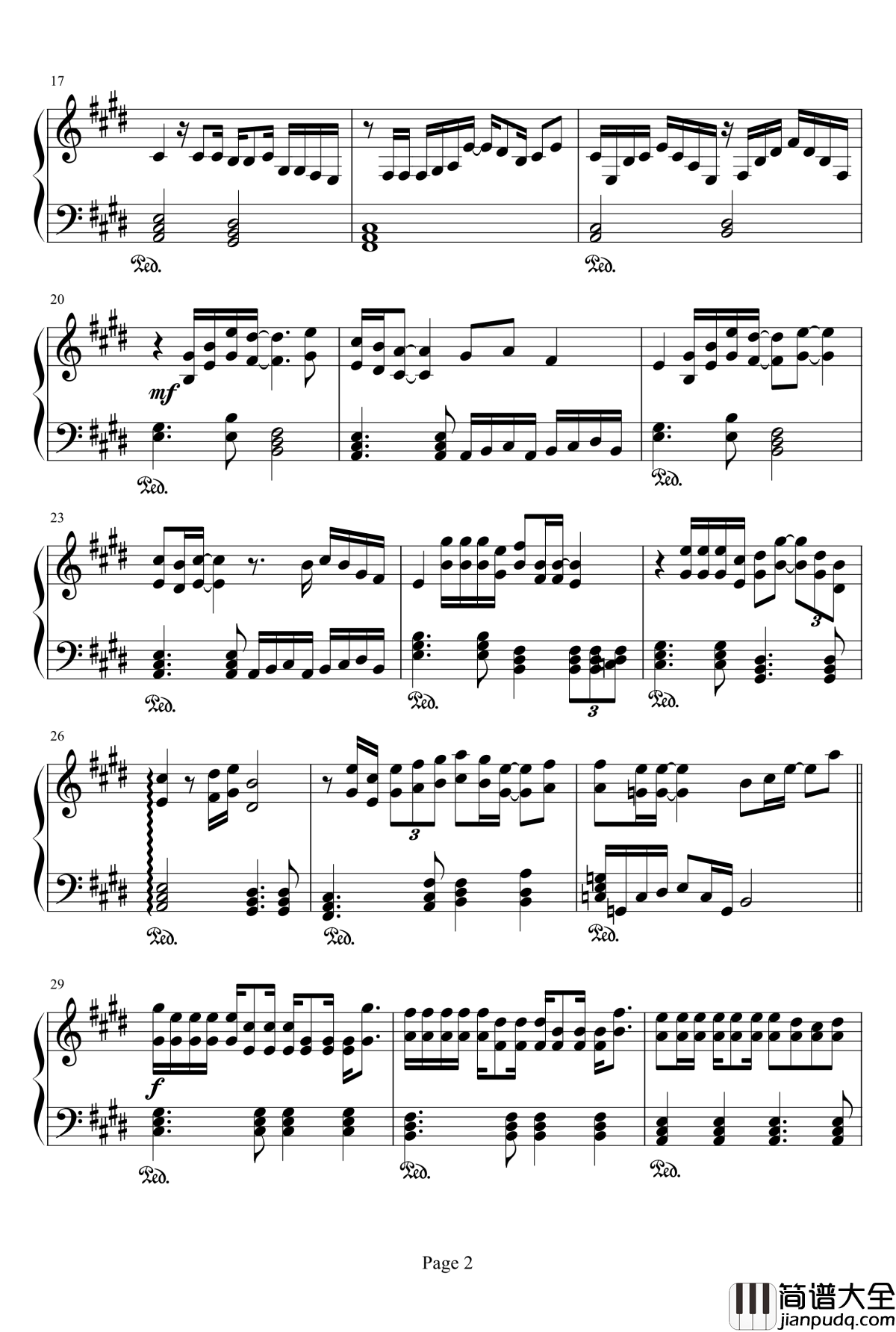 爱如潮水钢琴谱_克莱德曼