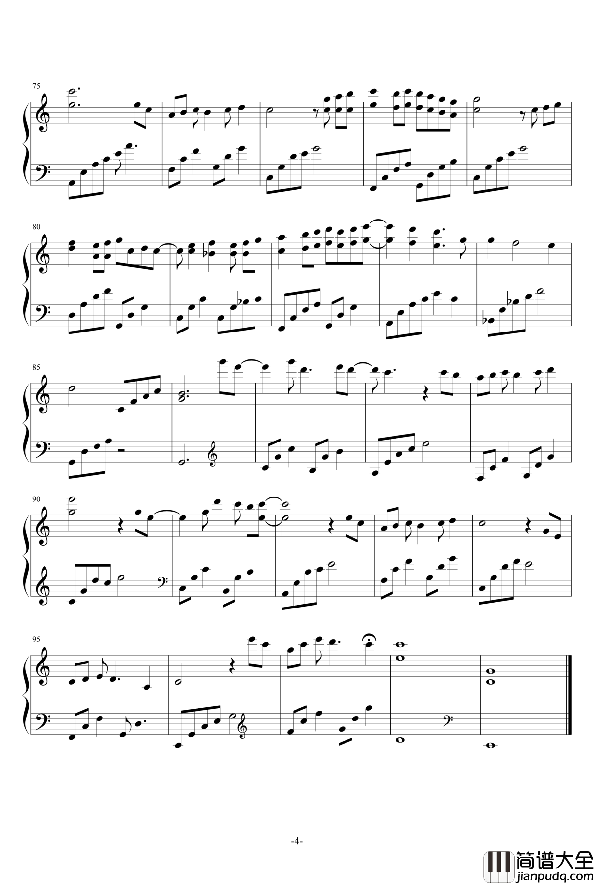 遇见钢琴谱_刘思伟_孙燕姿