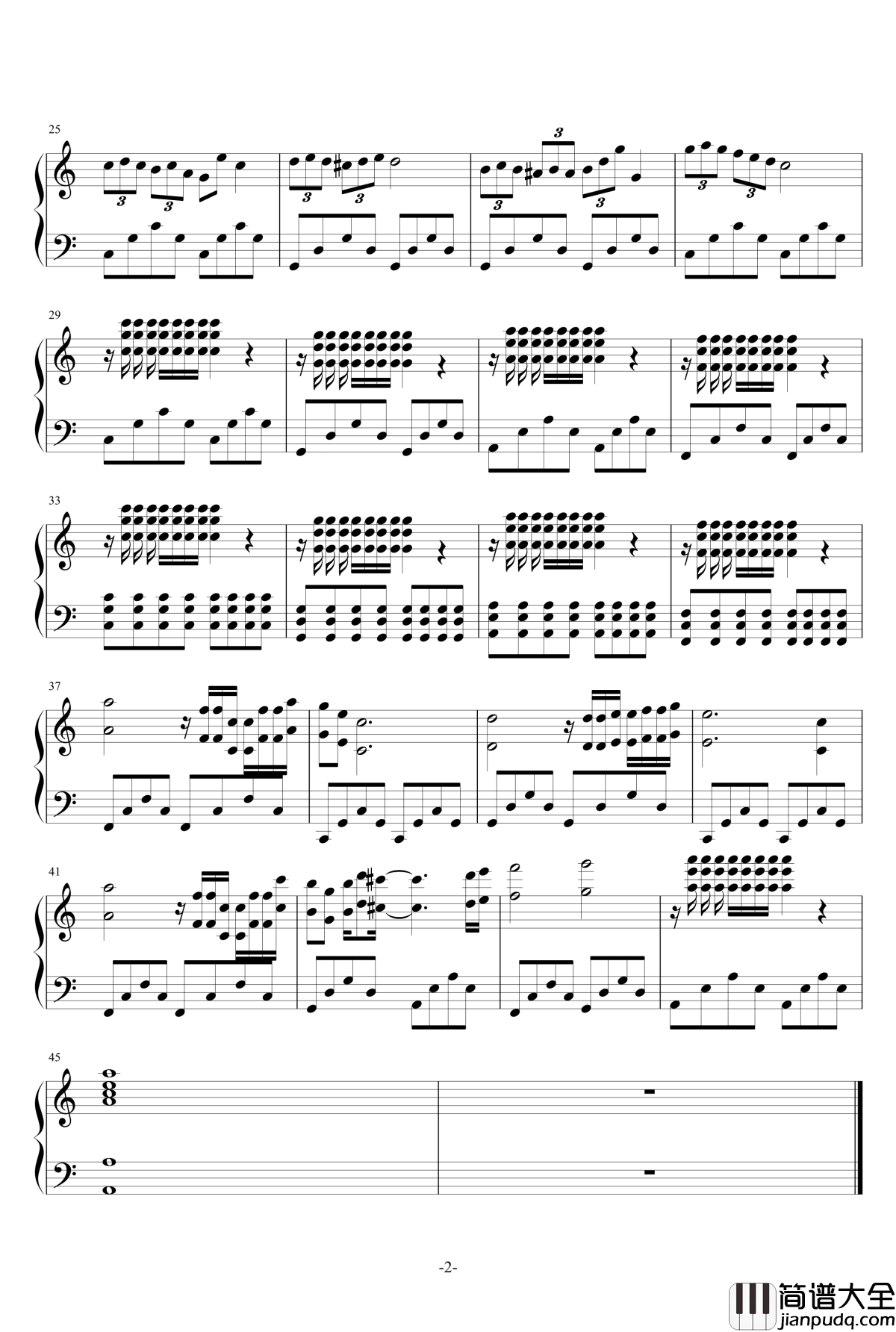 蓝色海洋钢琴谱_2_Dcw