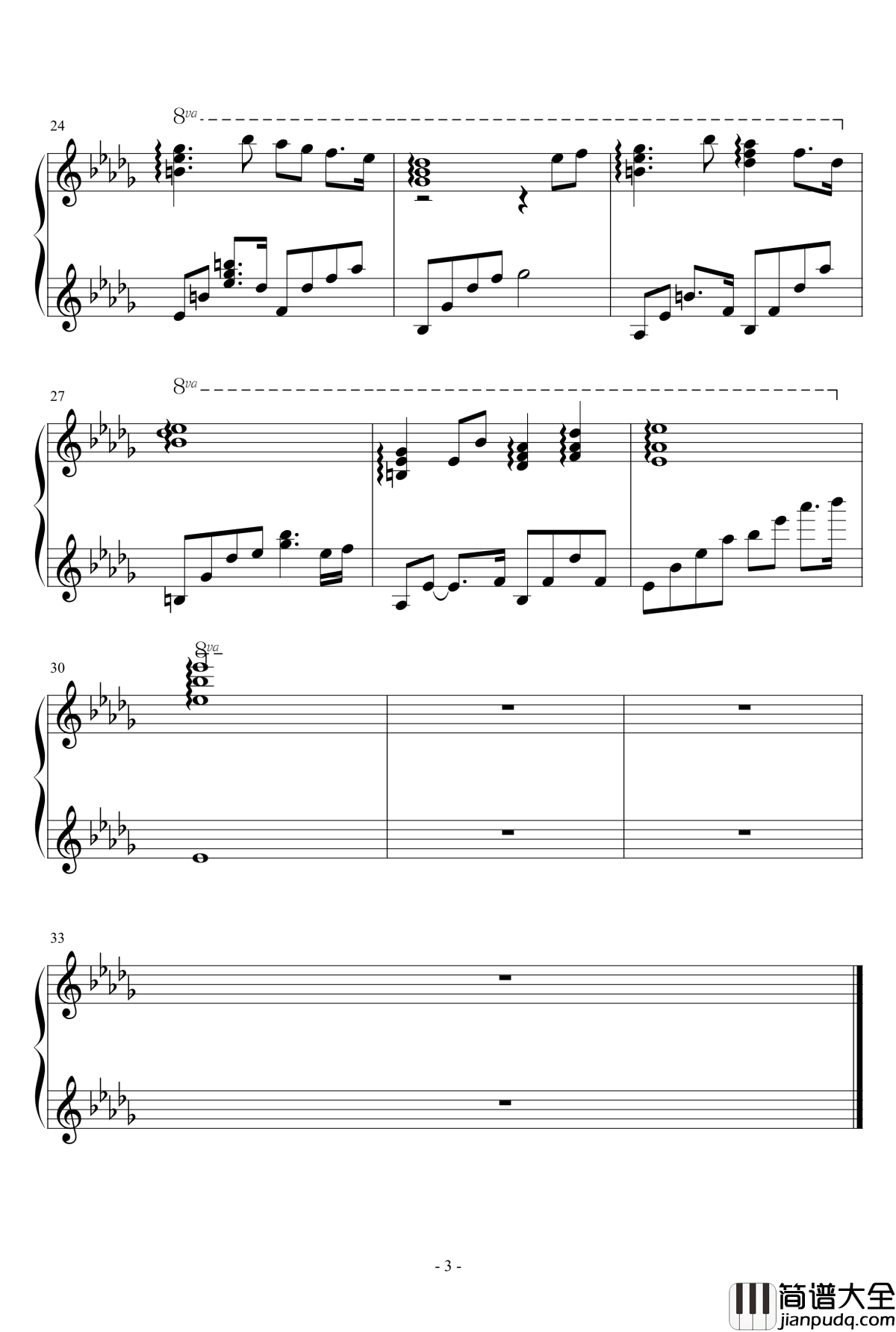 魔法少女伊莉雅钢琴谱_芳贺敬太