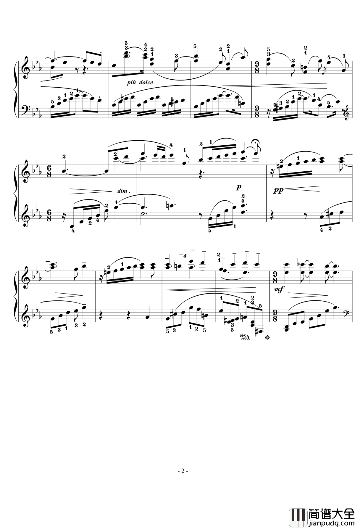 亲切钢琴谱_西贝柳斯