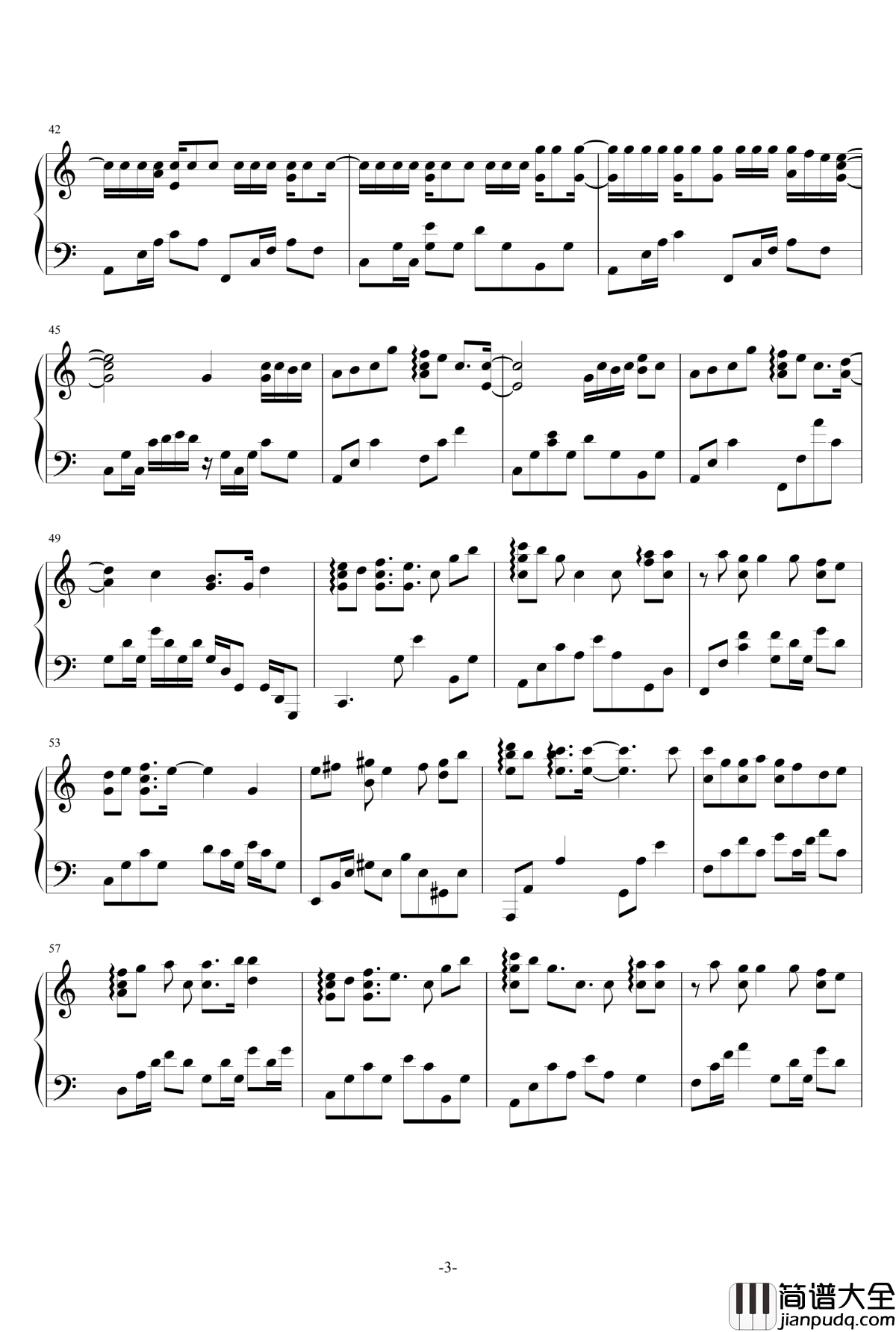 晴天钢琴谱_昼夜版_周杰伦