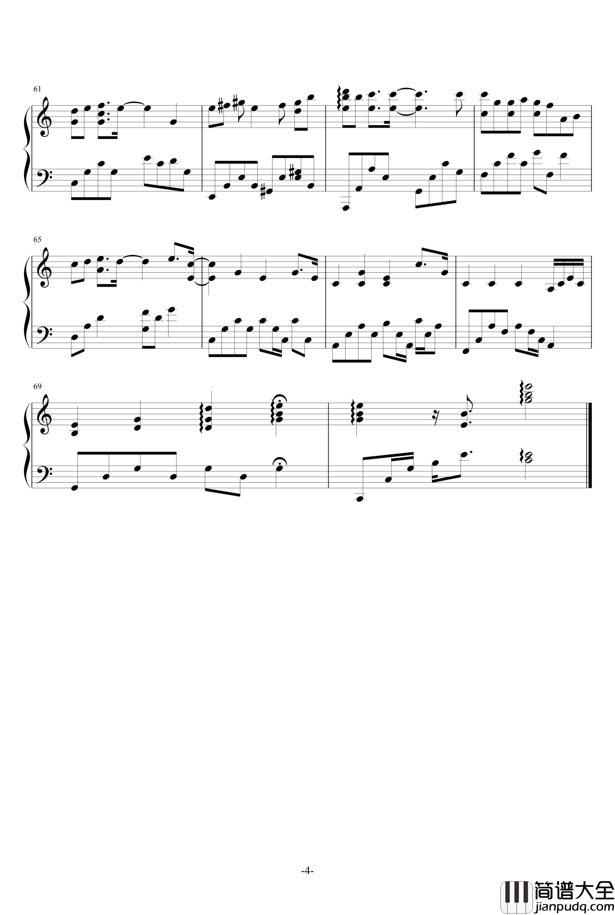 晴天钢琴谱_昼夜版_周杰伦