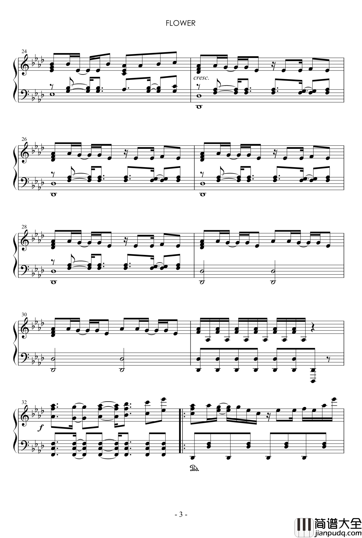 flower钢琴谱_jubeats