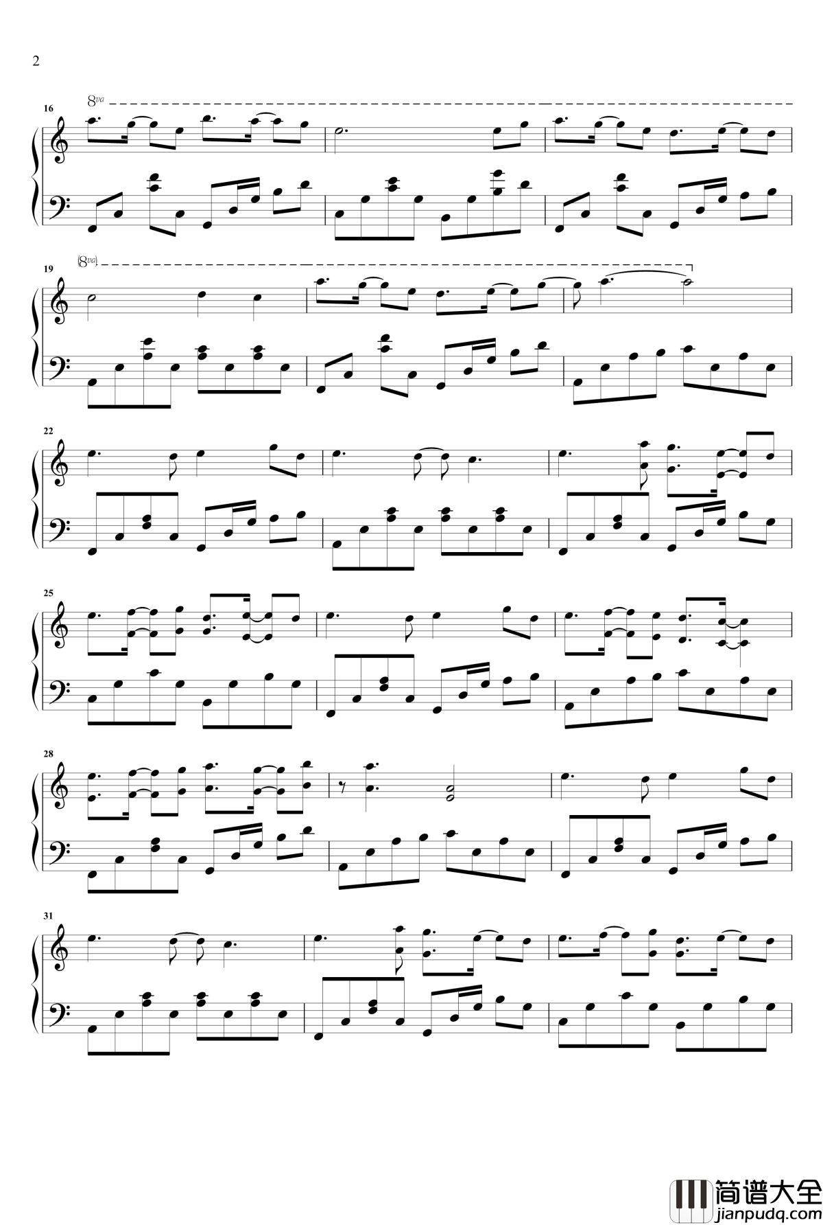 爱情似花钢琴谱_Sweet_Rain