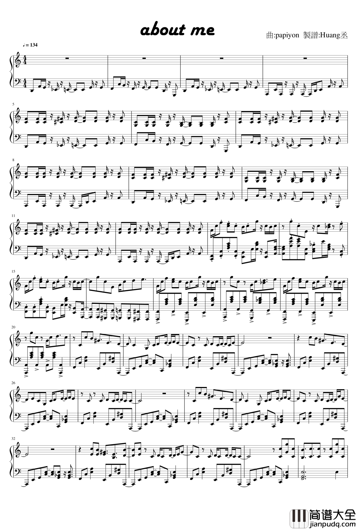 About_me钢琴谱_GUMI__蝶々P