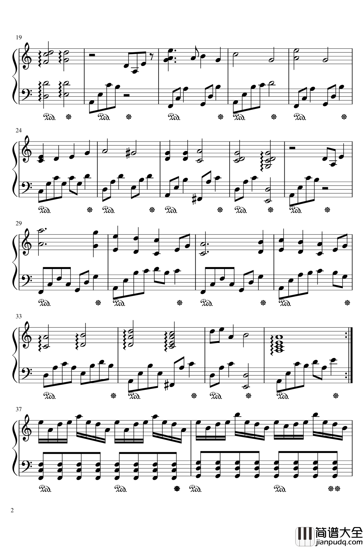 大鱼钢琴谱_C调伴奏_大鱼海棠_周深