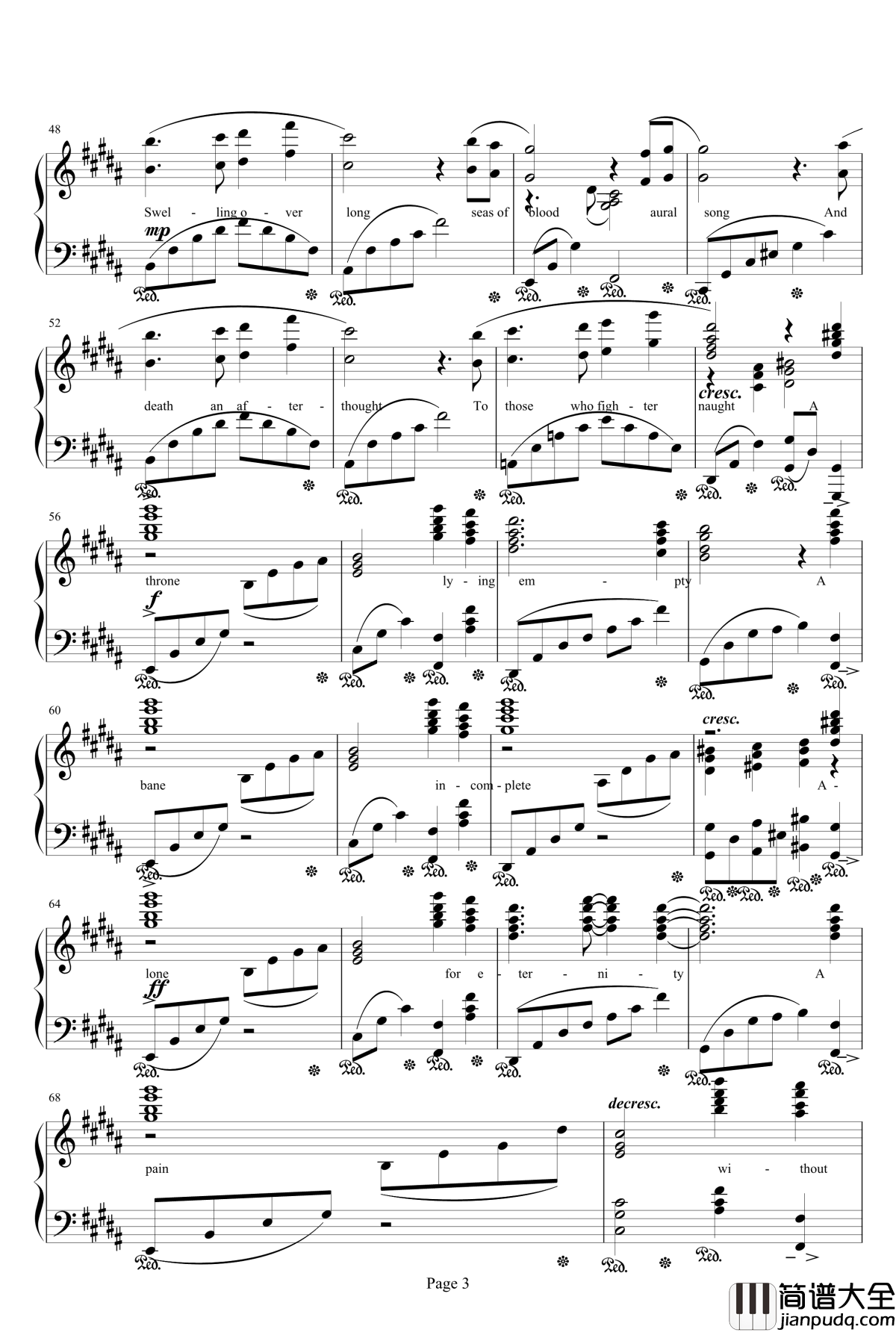 DRAGONSONG钢琴谱_Main_Theme_of_Final_Fantasy_XIV:Heavensward_Susan_Calloway