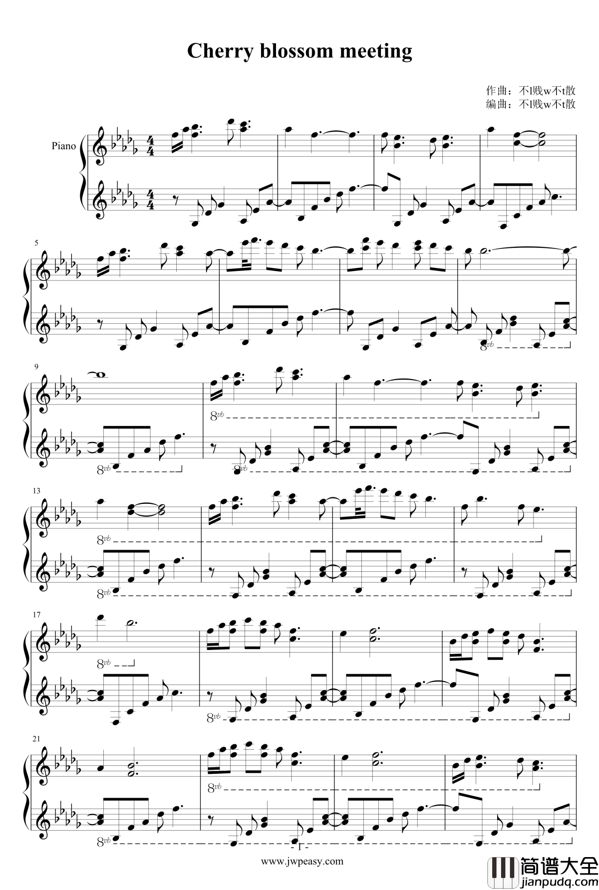Cherry_blossom_meeting钢琴谱_樱花的遇见_lwt