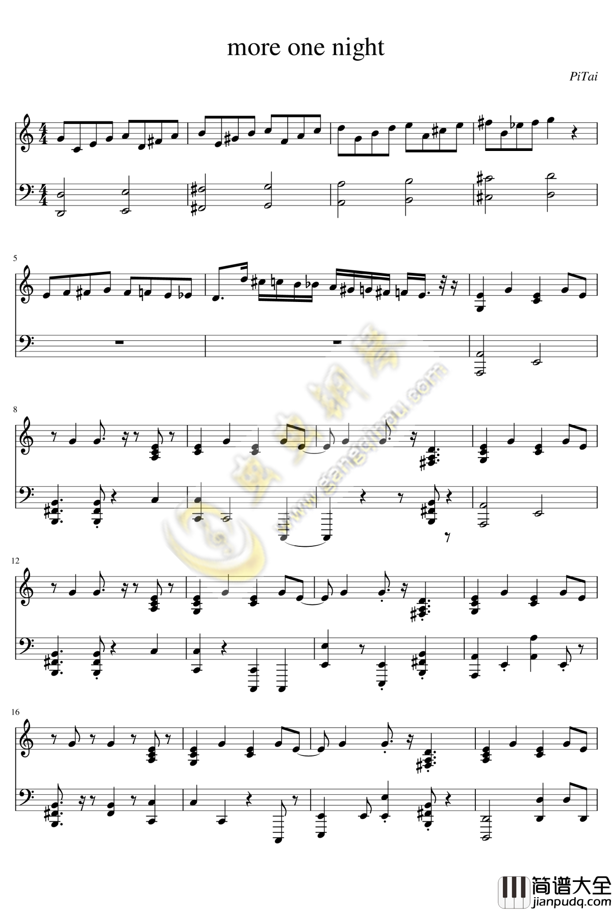 more_one_night钢琴谱_少女终末旅行