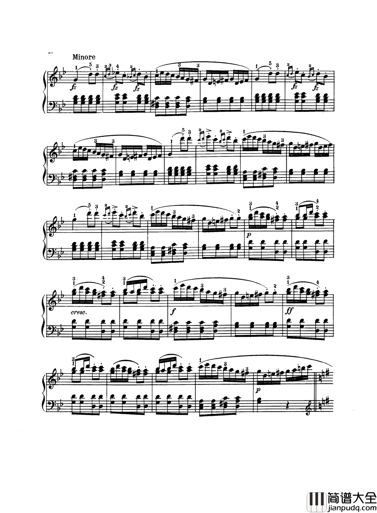 吉普赛回旋曲钢琴谱_带指法版_海顿