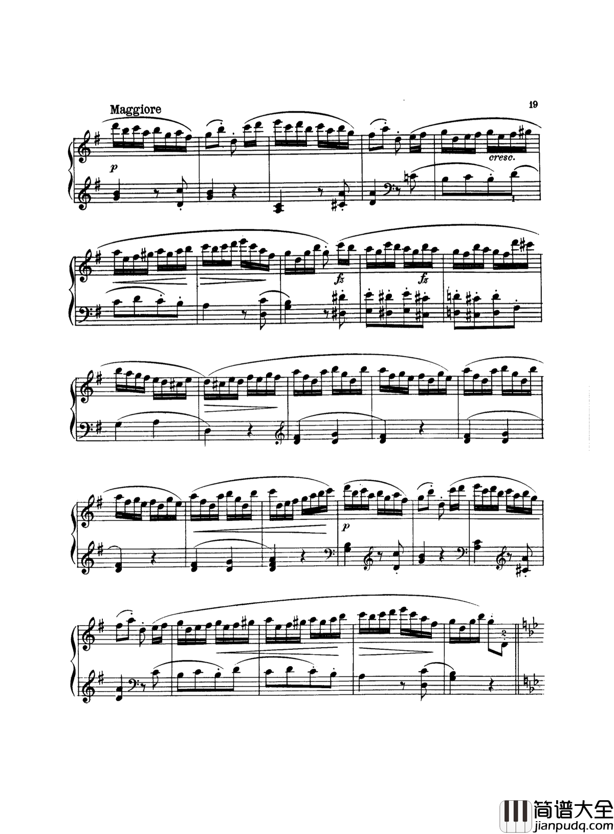 吉普赛回旋曲钢琴谱_带指法版_海顿