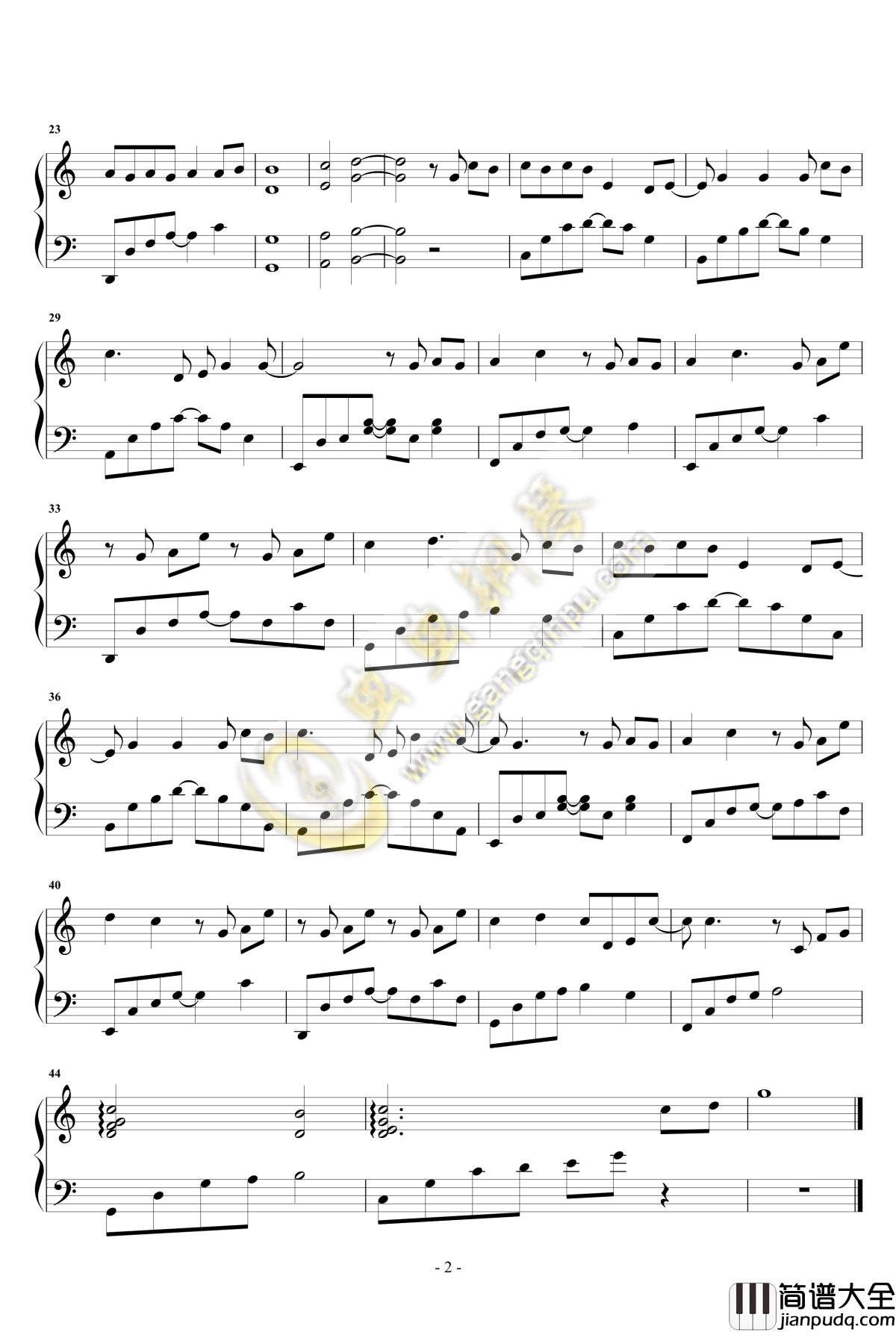 岁月神偷钢琴谱_抒情版_金文岐