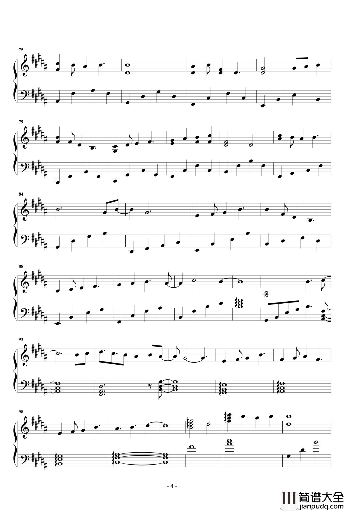 是梦吧钢琴谱_原调完整版_胡一天