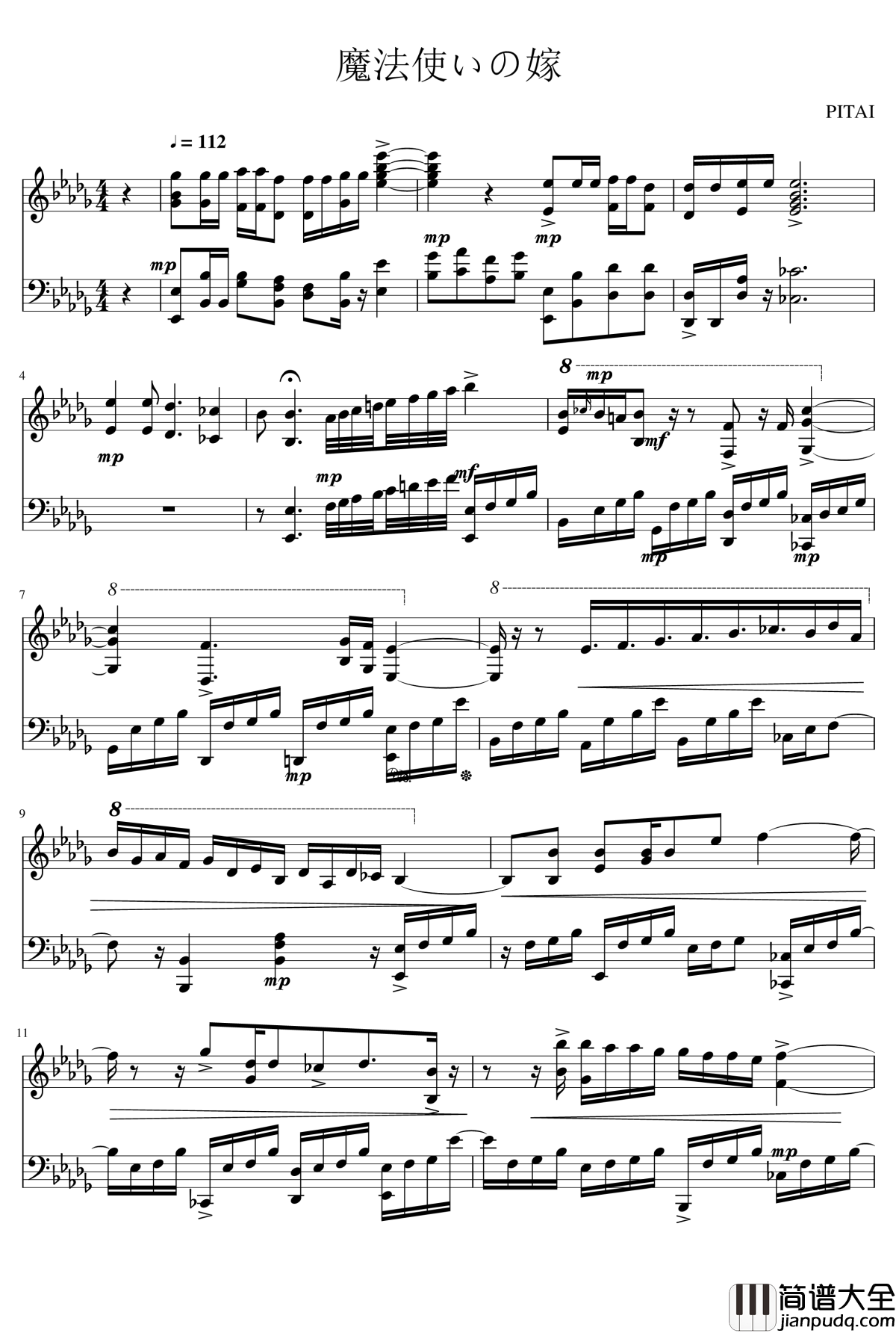 魔法使的新娘op钢琴谱_修改
