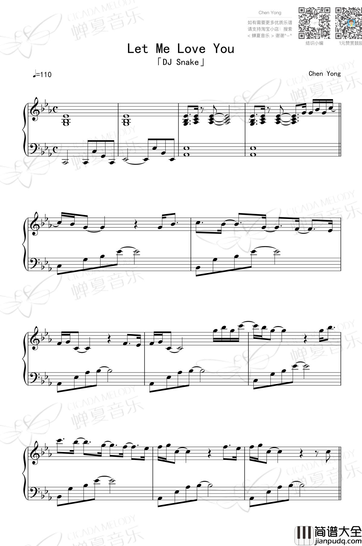 Let_Me_Love_You钢琴谱_DJ_Snake