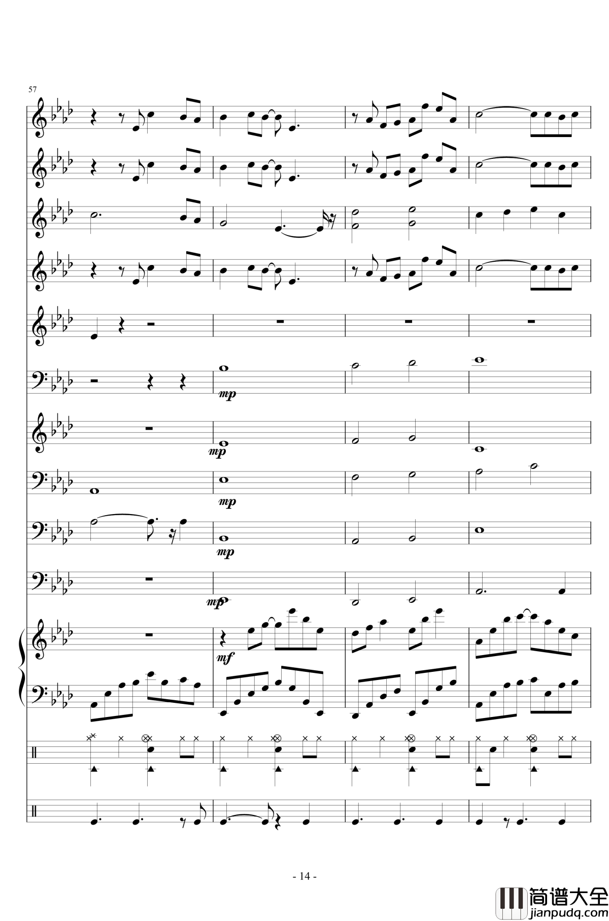 十年钢琴谱_陈奕迅__小型管乐总谱