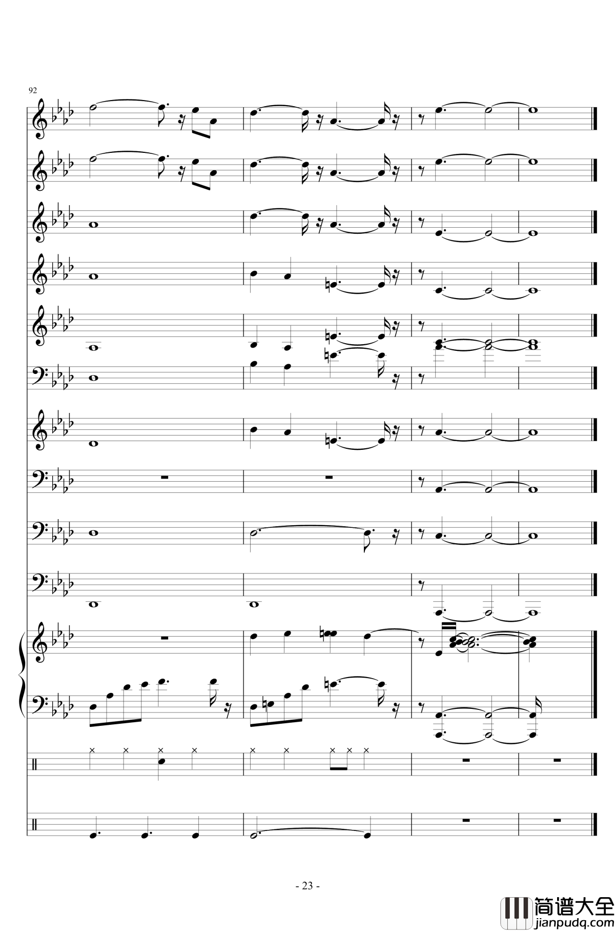 十年钢琴谱_陈奕迅__小型管乐总谱