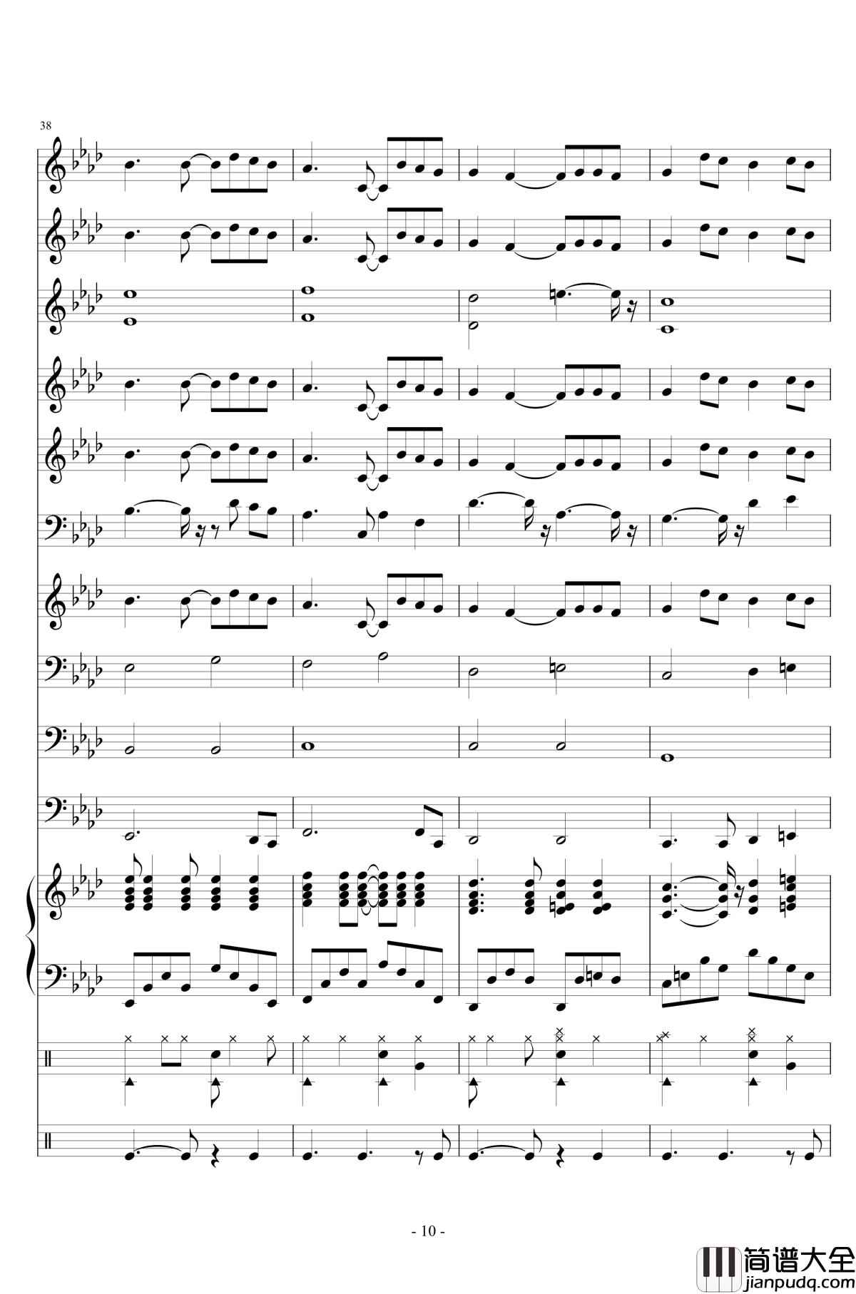 十年钢琴谱_陈奕迅__小型管乐总谱