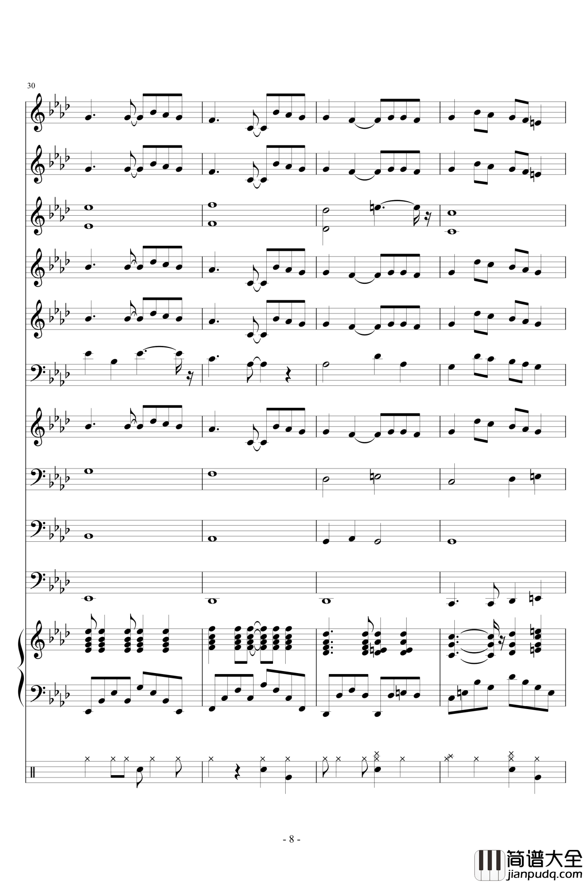 十年钢琴谱_陈奕迅__小型管乐总谱