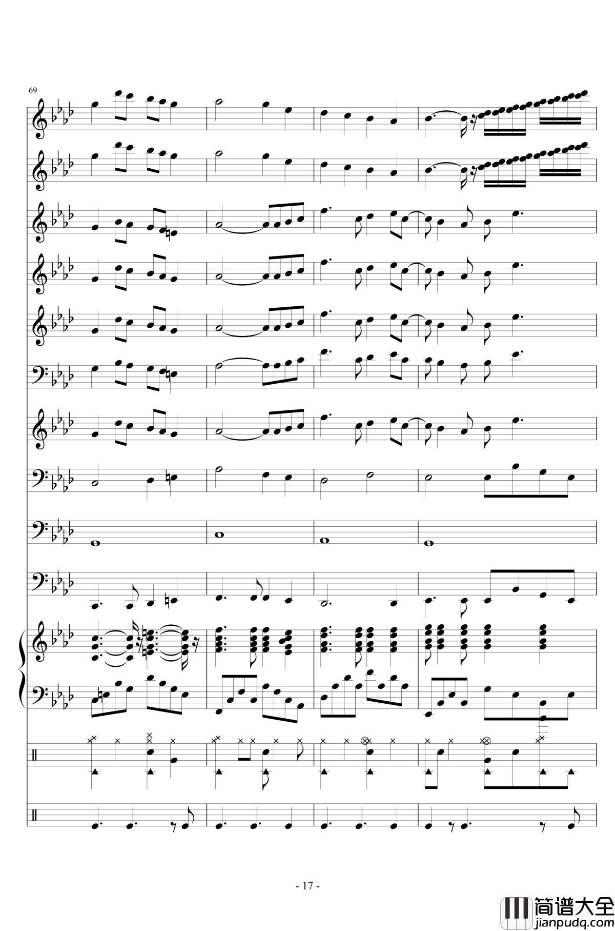 十年钢琴谱_陈奕迅__小型管乐总谱