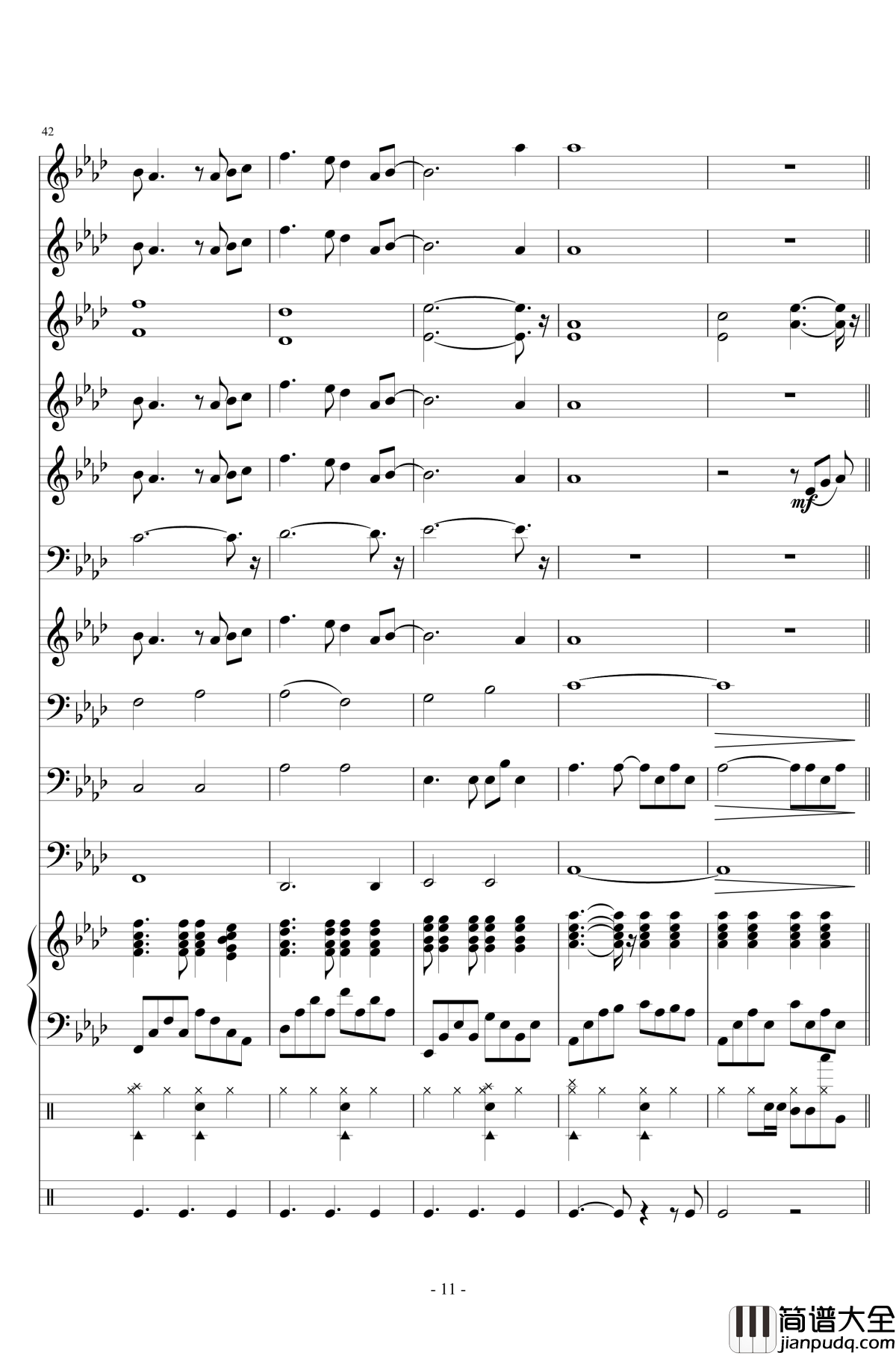 十年钢琴谱_陈奕迅__小型管乐总谱