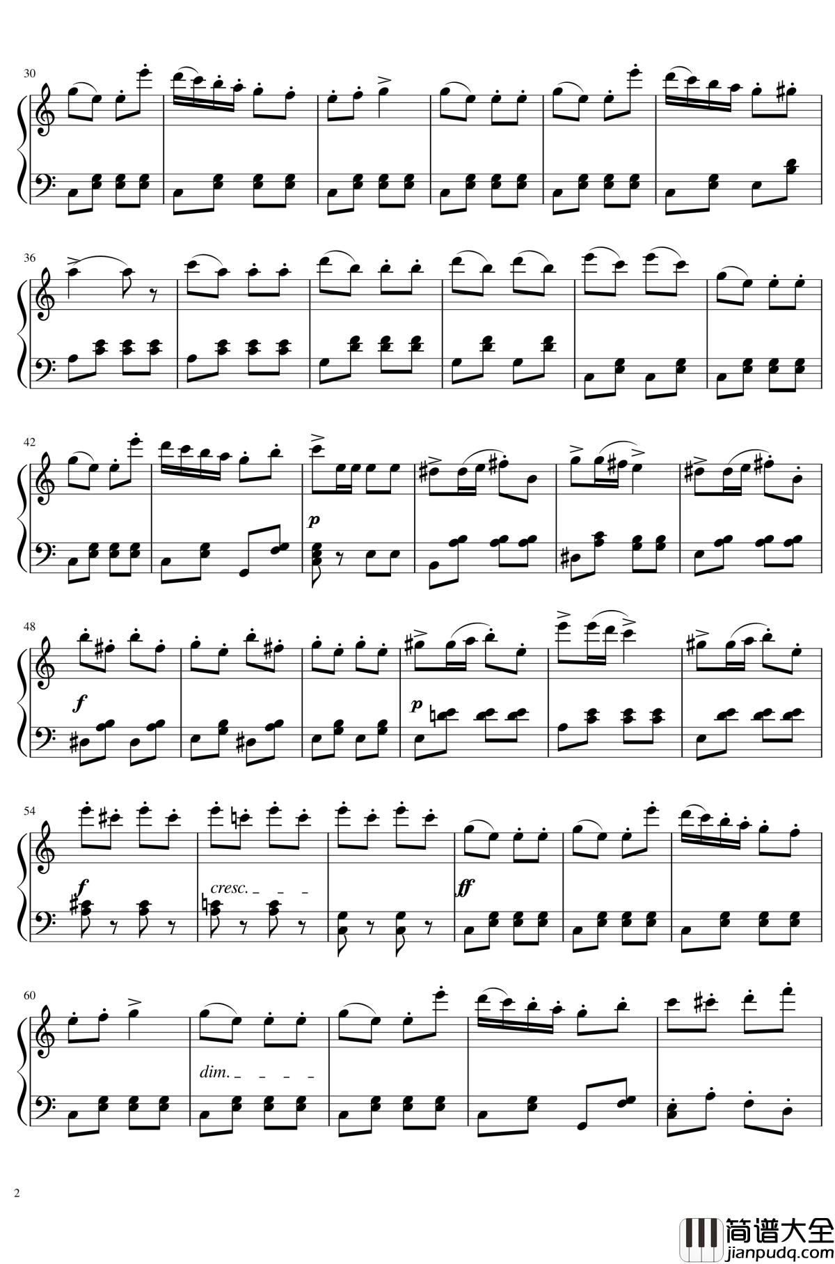 土耳其进行曲钢琴谱_Op.113_No.4_贝多芬_beethoven