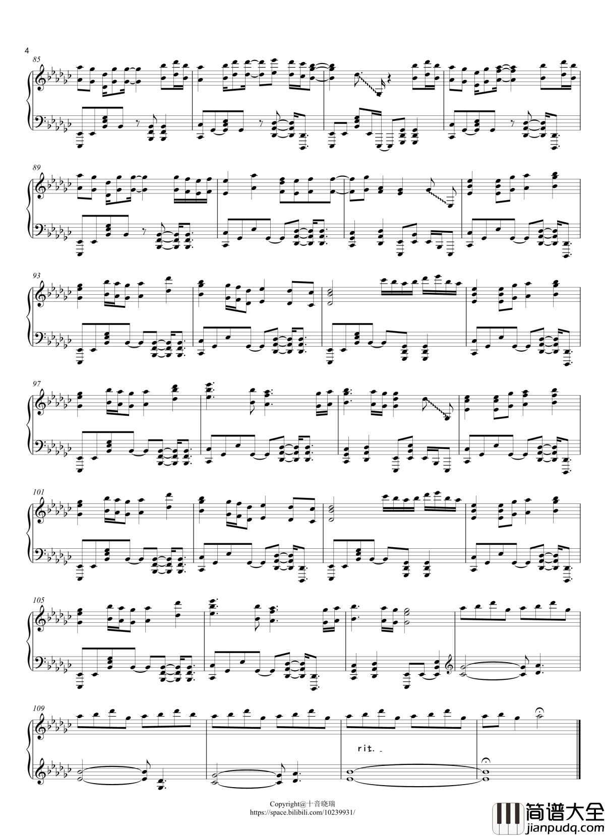 打上花火钢琴谱_触手猴版