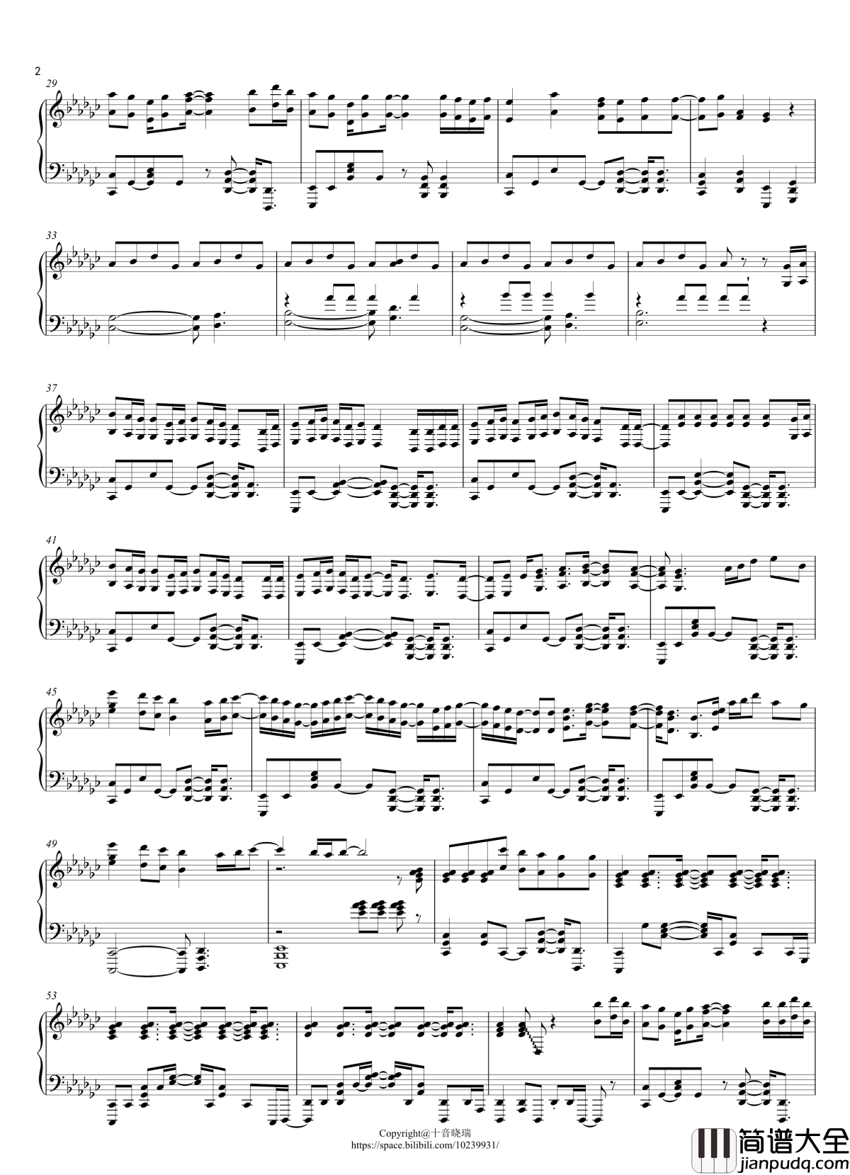 打上花火钢琴谱_触手猴版