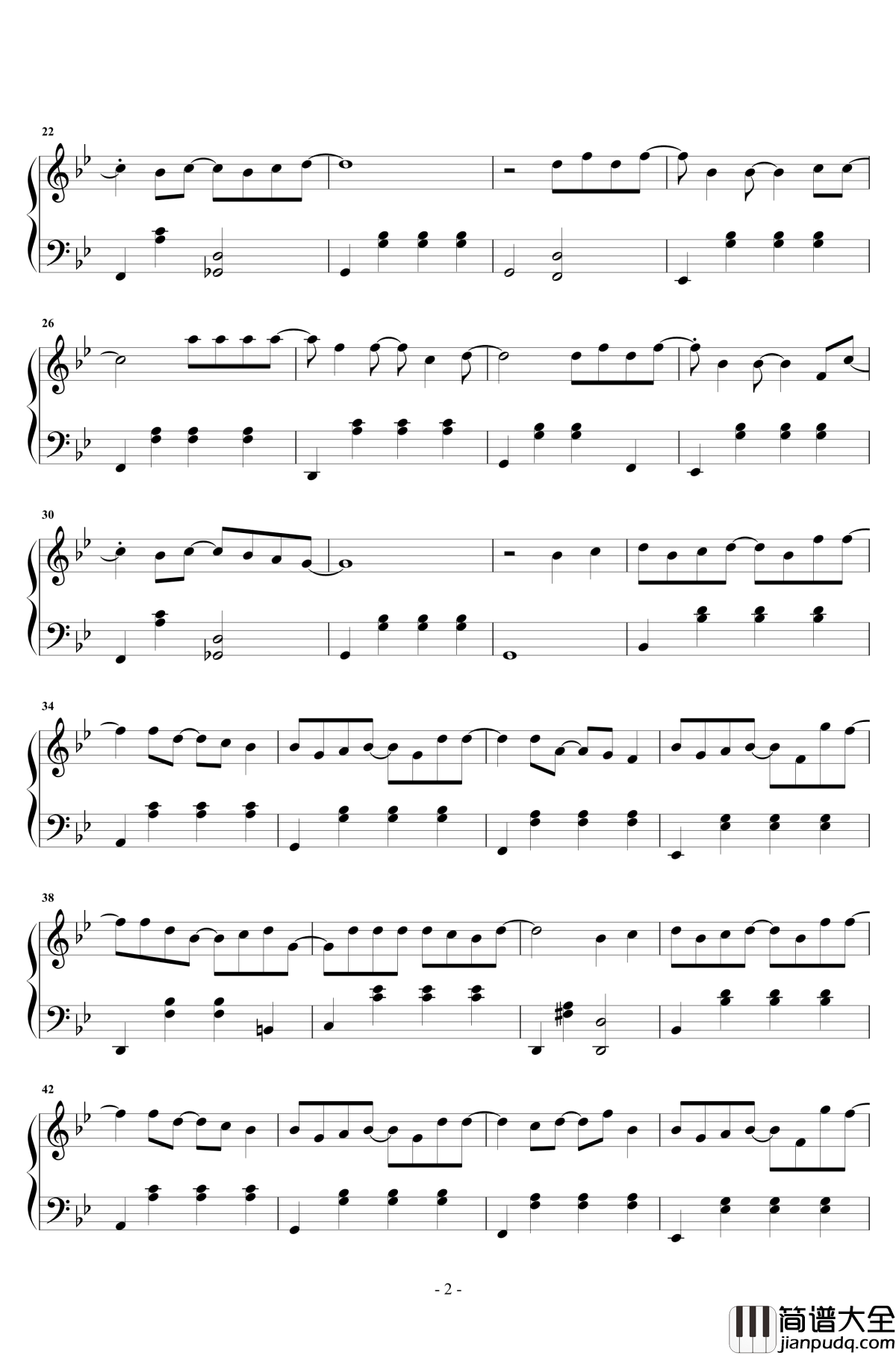 体面钢琴谱_简易版_于文文