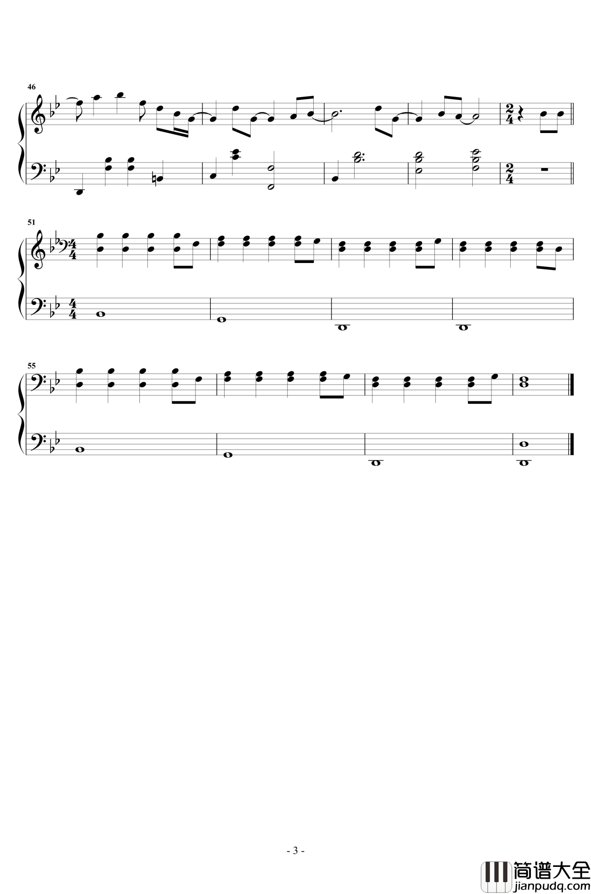 体面钢琴谱_简易版_于文文