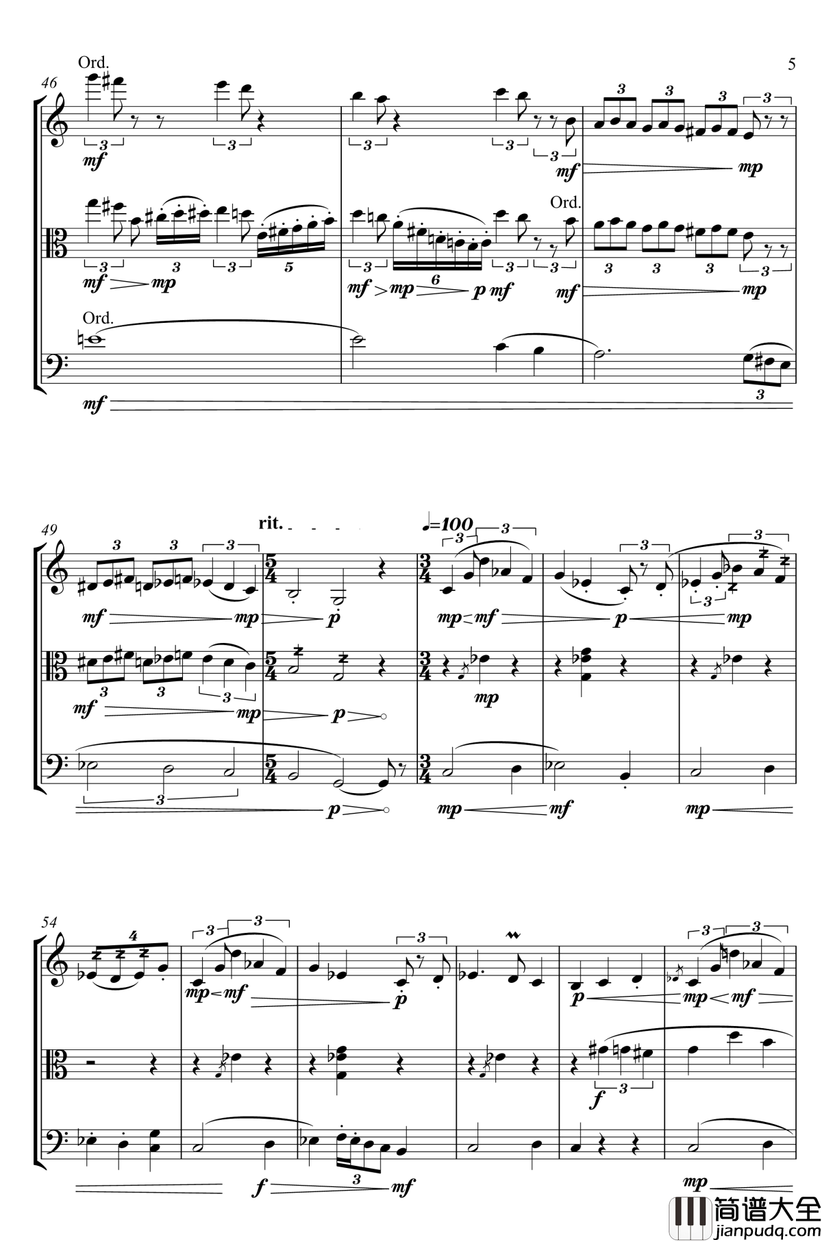 不可描述的剧情钢琴谱_弦乐三重奏_breadjuice