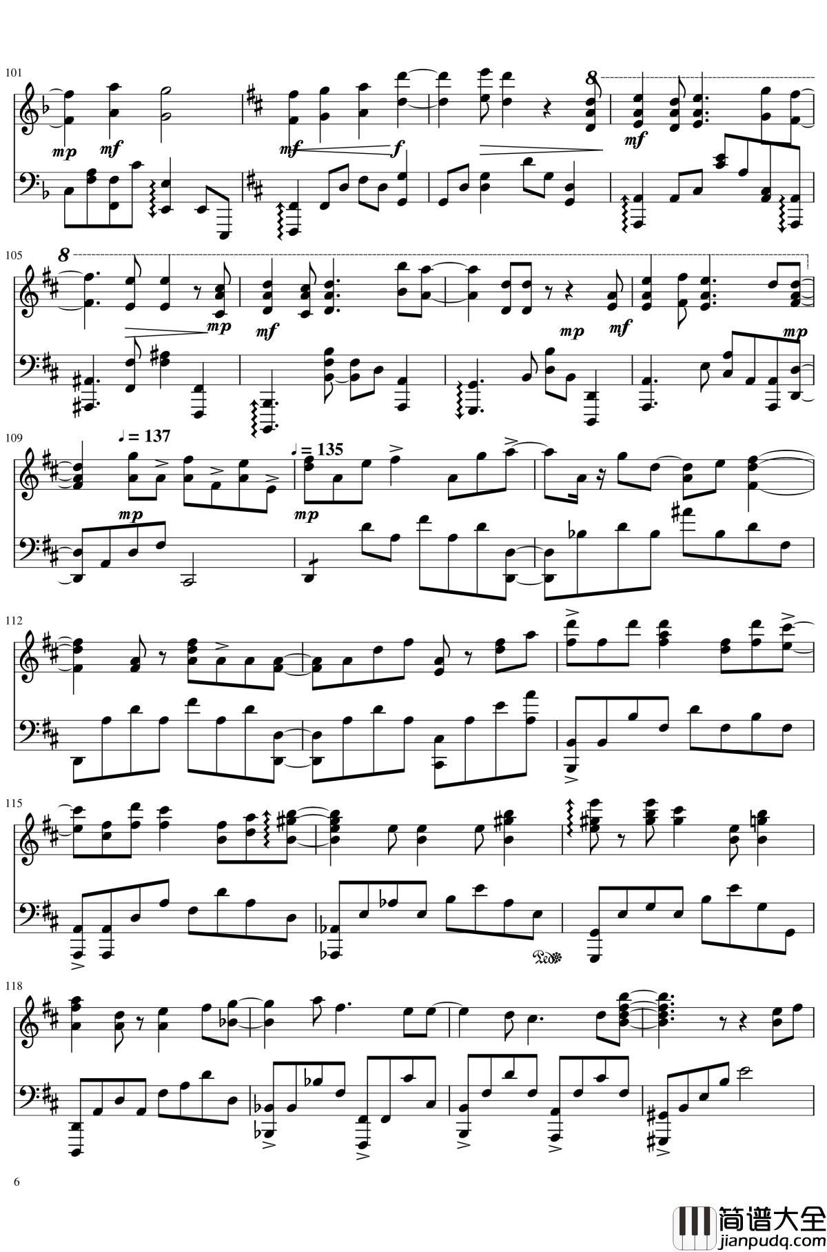 sincerely钢琴谱_精制完整版_紫罗兰永恒花园