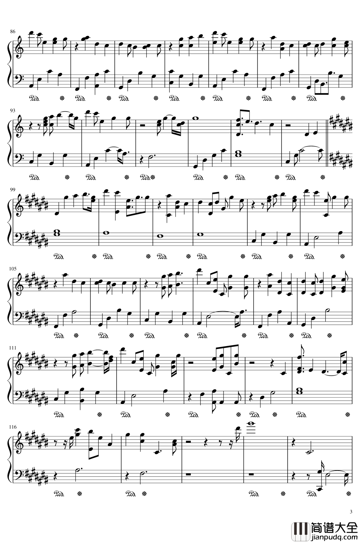 追光者钢琴谱_c调演奏版_好听简单_岑宁儿