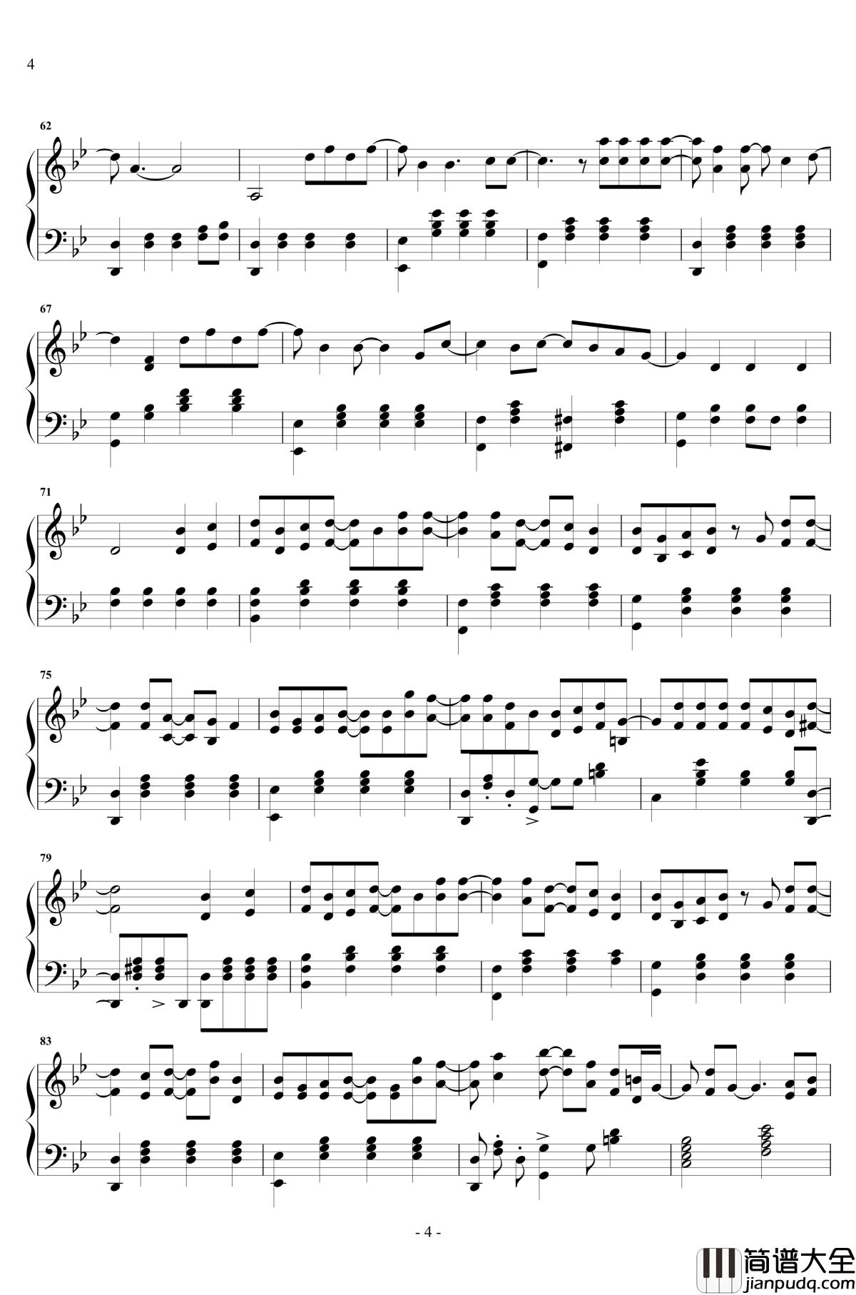 体面钢琴谱_华丽独奏版_于文文