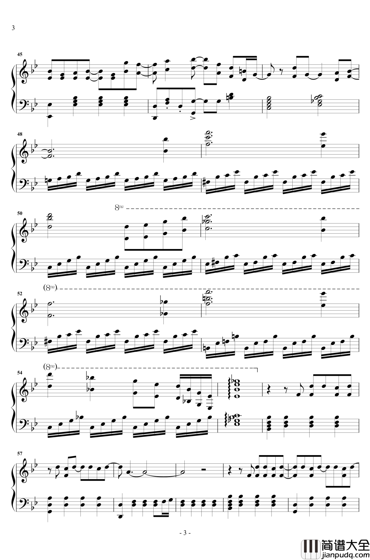 体面钢琴谱_华丽独奏版_于文文