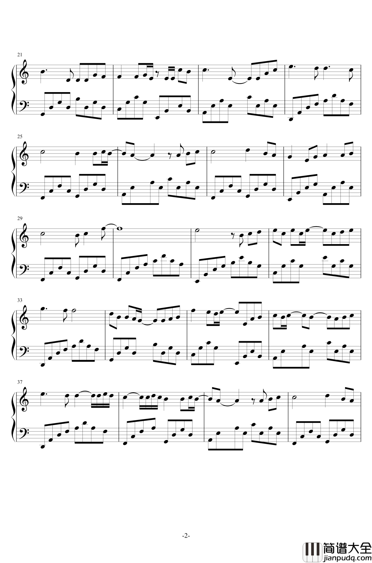 月半小夜曲钢琴谱_C调简易版_河合奈保子