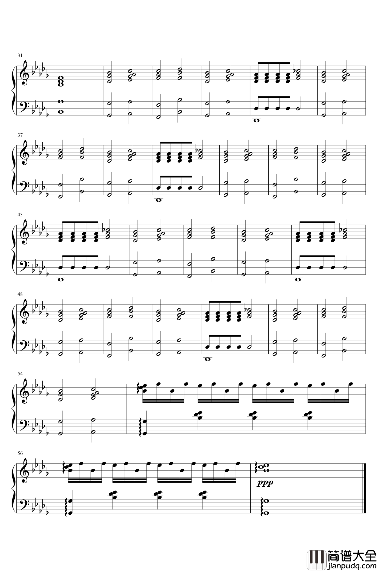 刚刚好钢琴谱_弹唱版_薛之谦